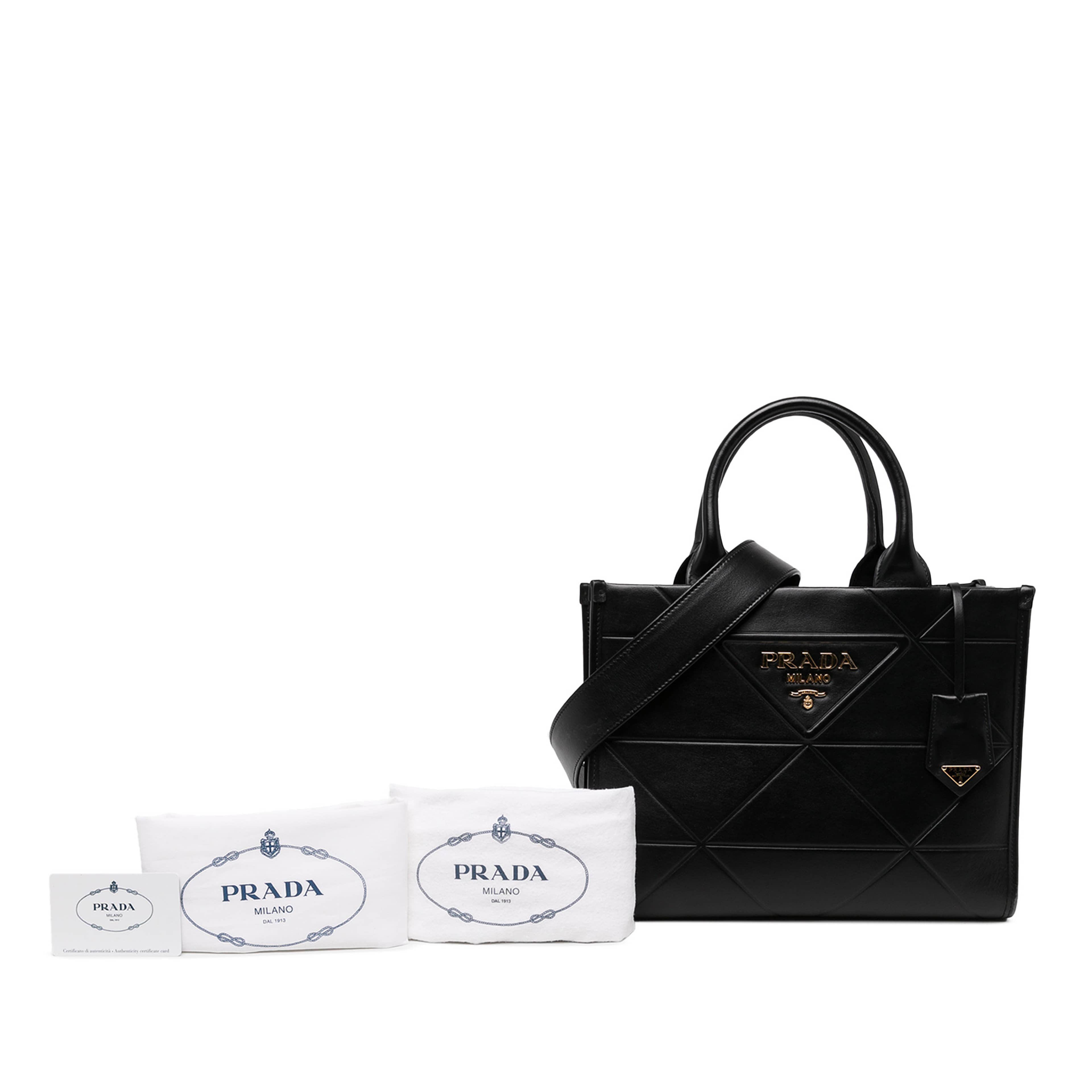 Prada Small Soft Calf Symbole Satchel, från Luxclusif, i färgen svart. Klicka för att öppna bilden i stort format