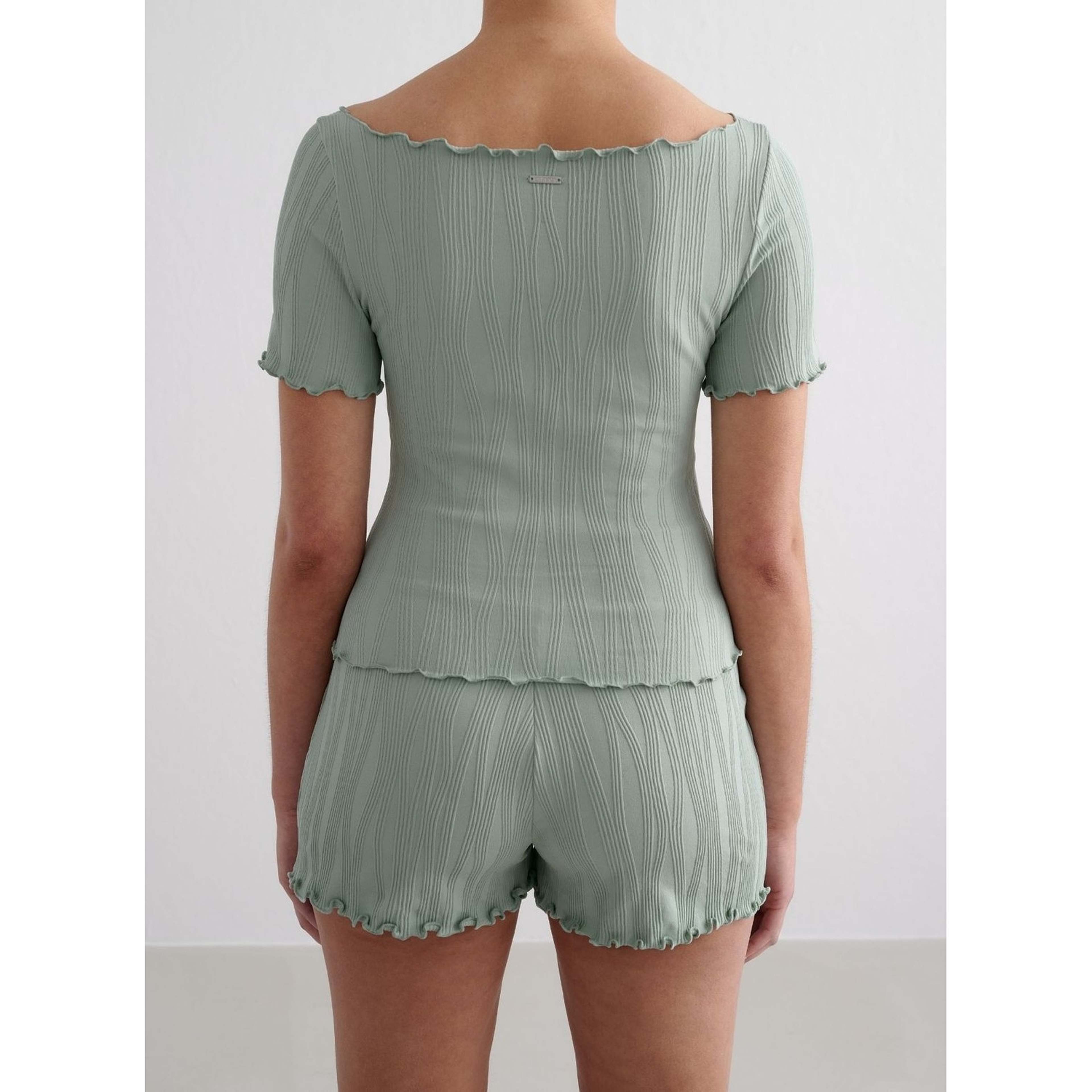 Aqua Tulip Short Sleeve Top