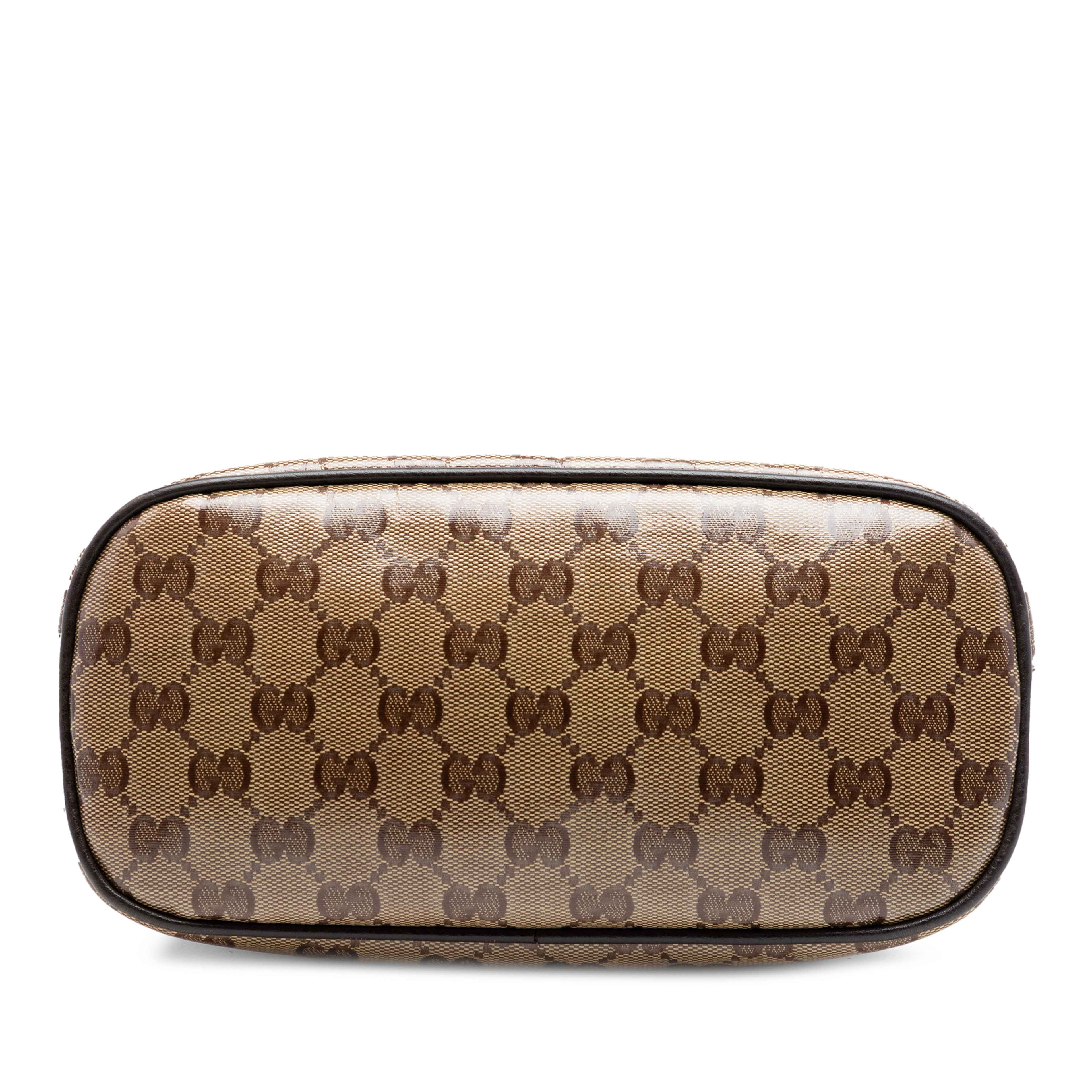 Gucci Mini Gg Crystal Dome Satchel, från Luxclusif, i färgen beige. Klicka för att öppna bilden i stort format