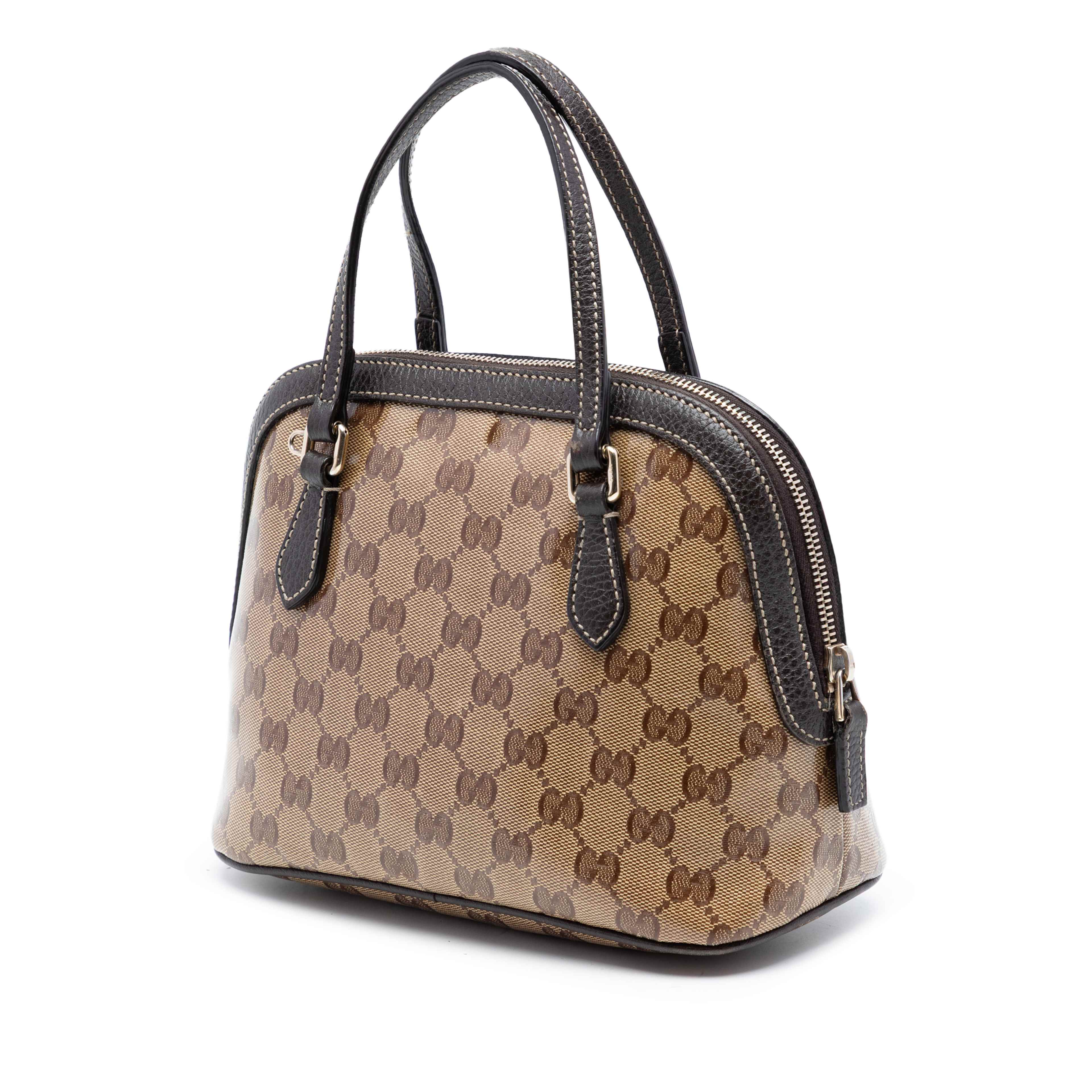 Gucci Mini Gg Crystal Dome Satchel, från Luxclusif, i färgen beige. Klicka för att öppna bilden i stort format
