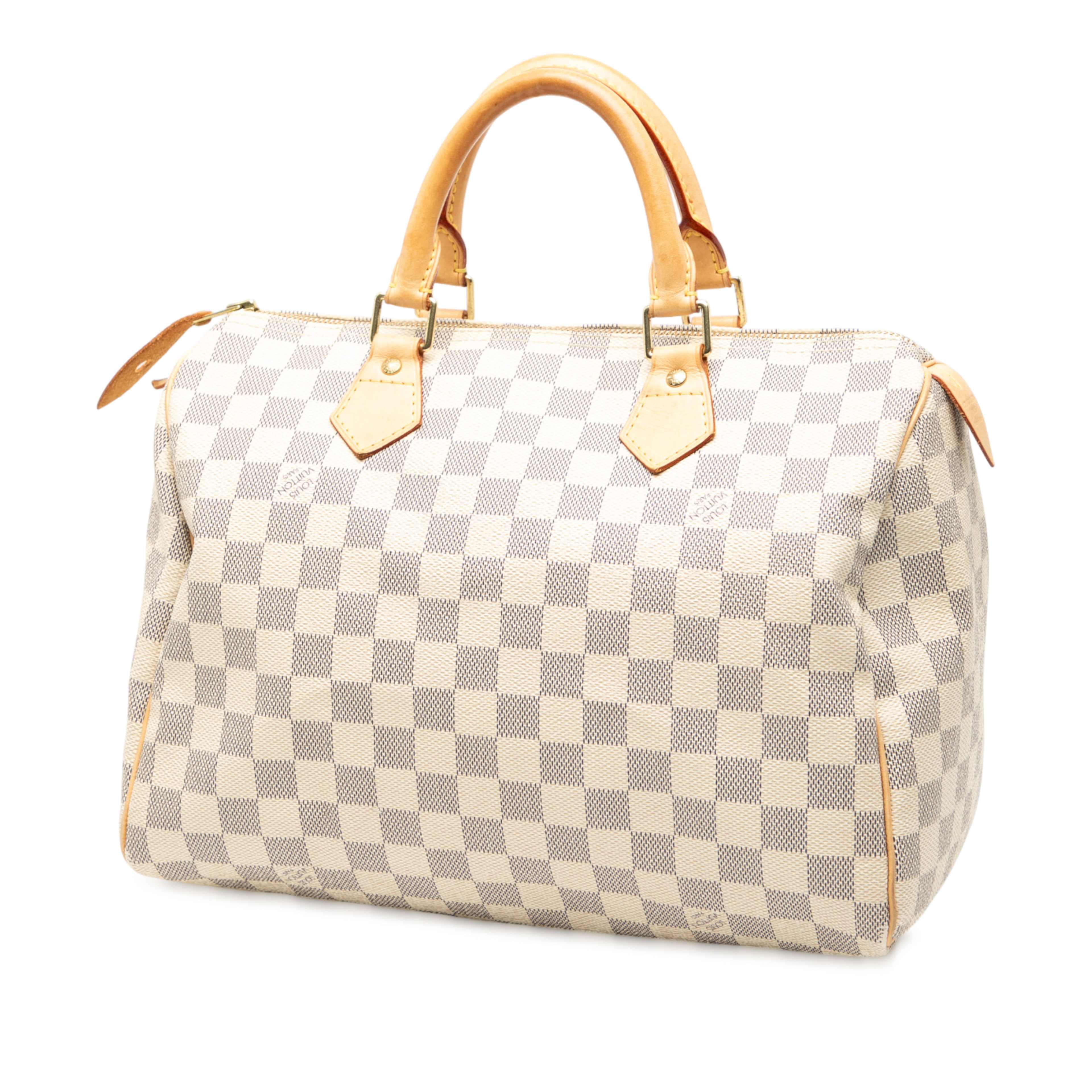 Louis Vuitton Damier Azur Speedy 30, från Luxclusif, i färgen white. Klicka för att öppna bilden i stort format