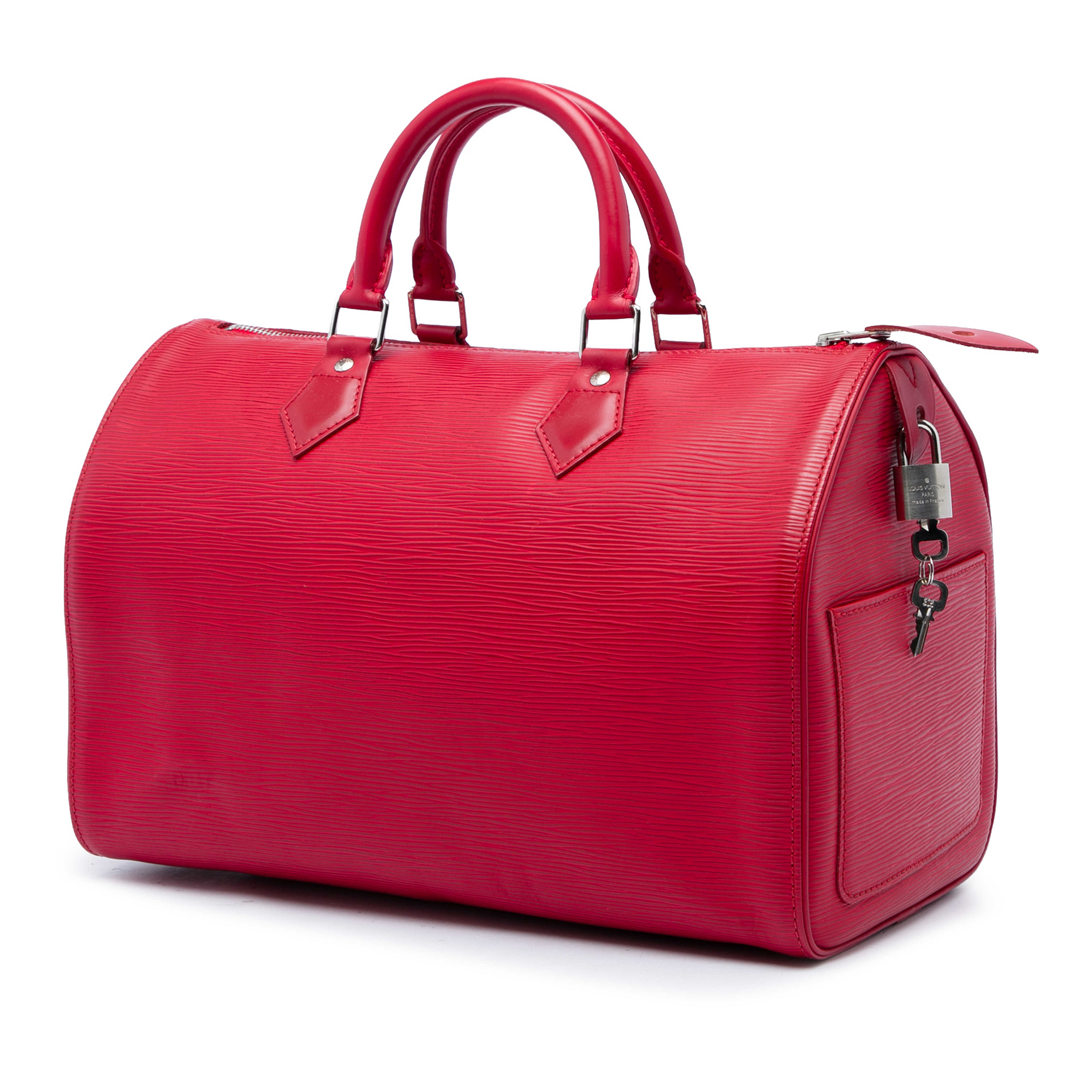Louis Vuitton Epi Speedy 35, från Luxclusif, i färgen röd. Klicka för att öppna bilden i stort format