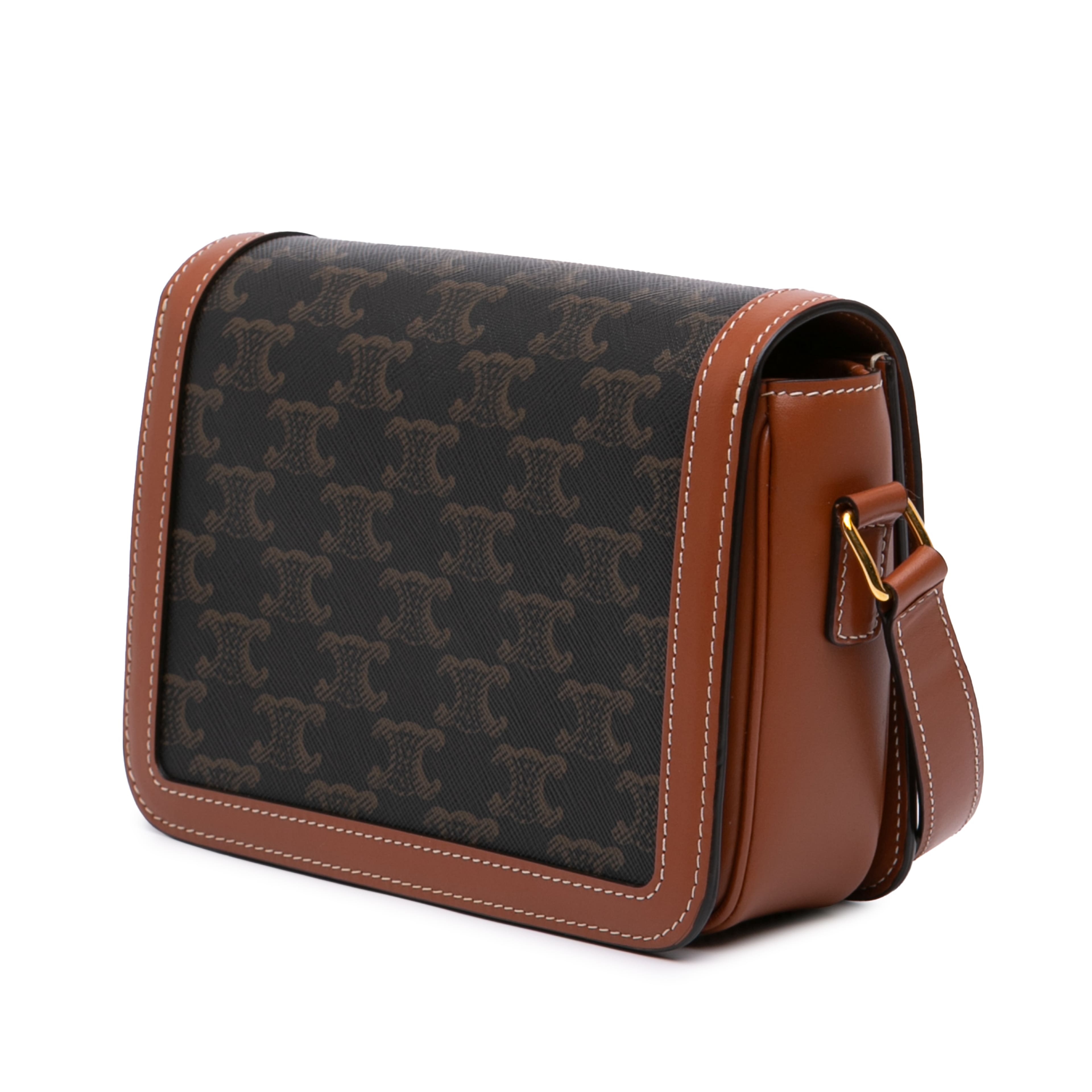 Celine Teen Triomphe Coated Canvas And Calfskin Triomphe Crossbody, från Luxclusif, i färgen dark brown. Klicka för att öppna bilden i stort format