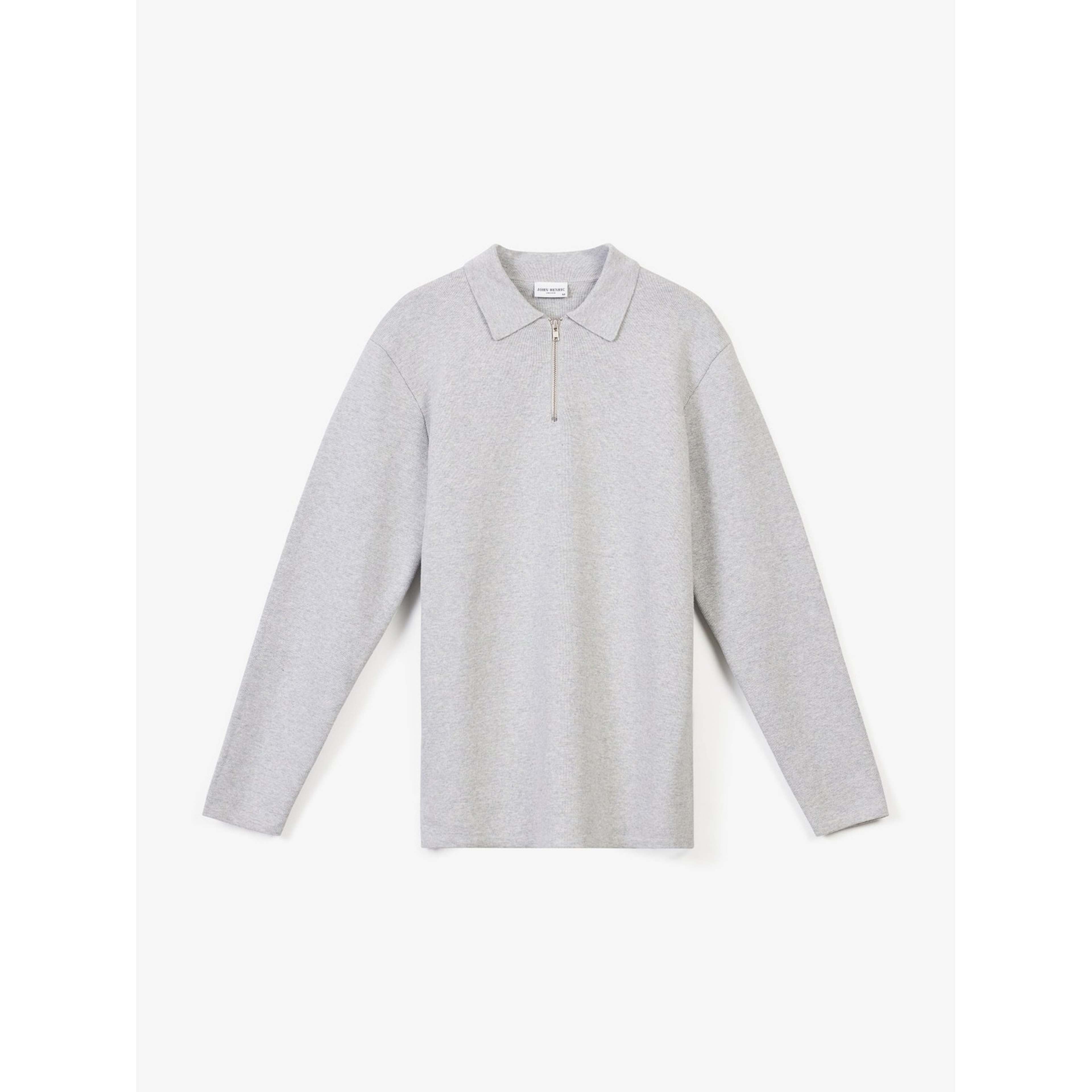 Cotton Plain Knitted Ls Half Zip (ilario)