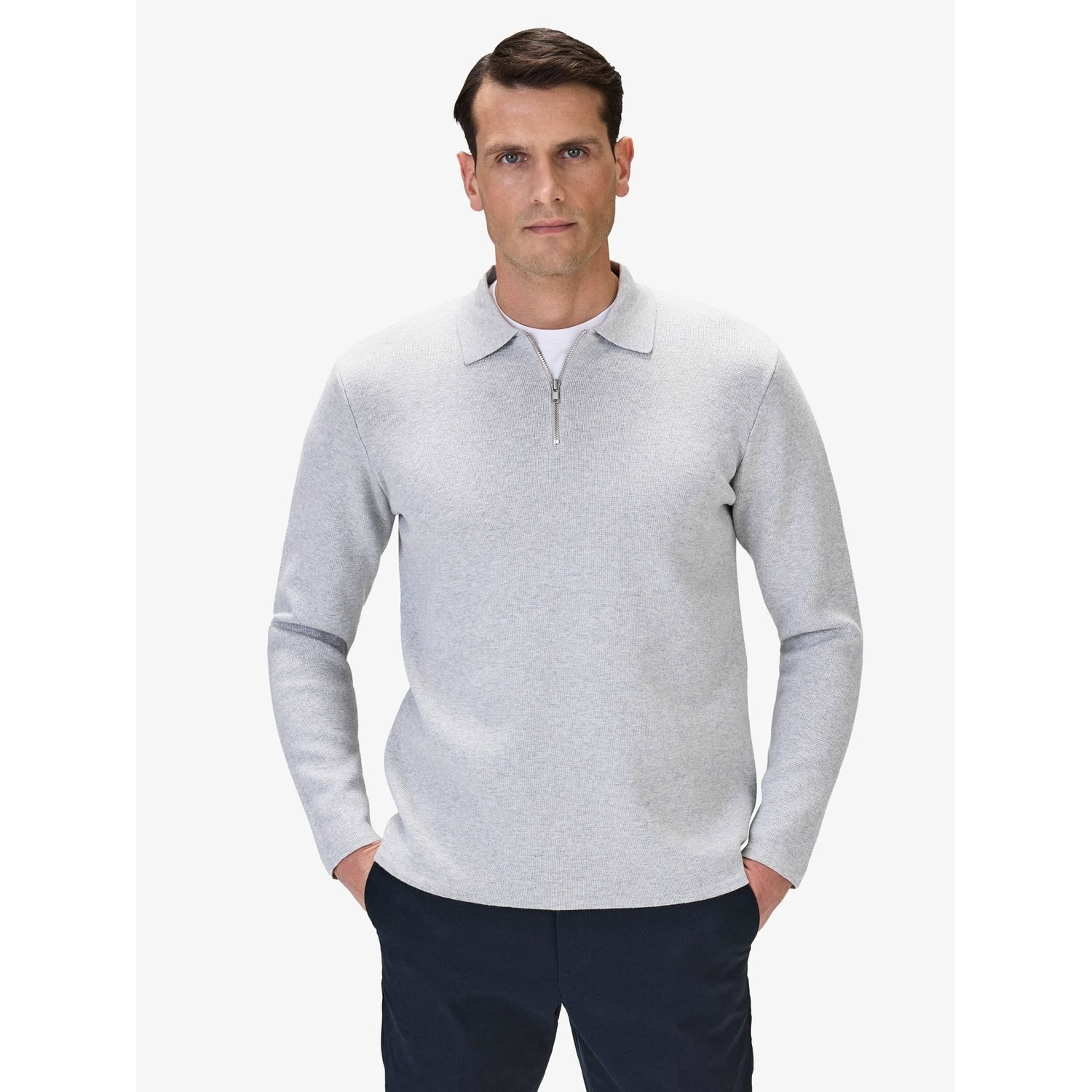 Cotton Plain Knitted Ls Half Zip (ilario)