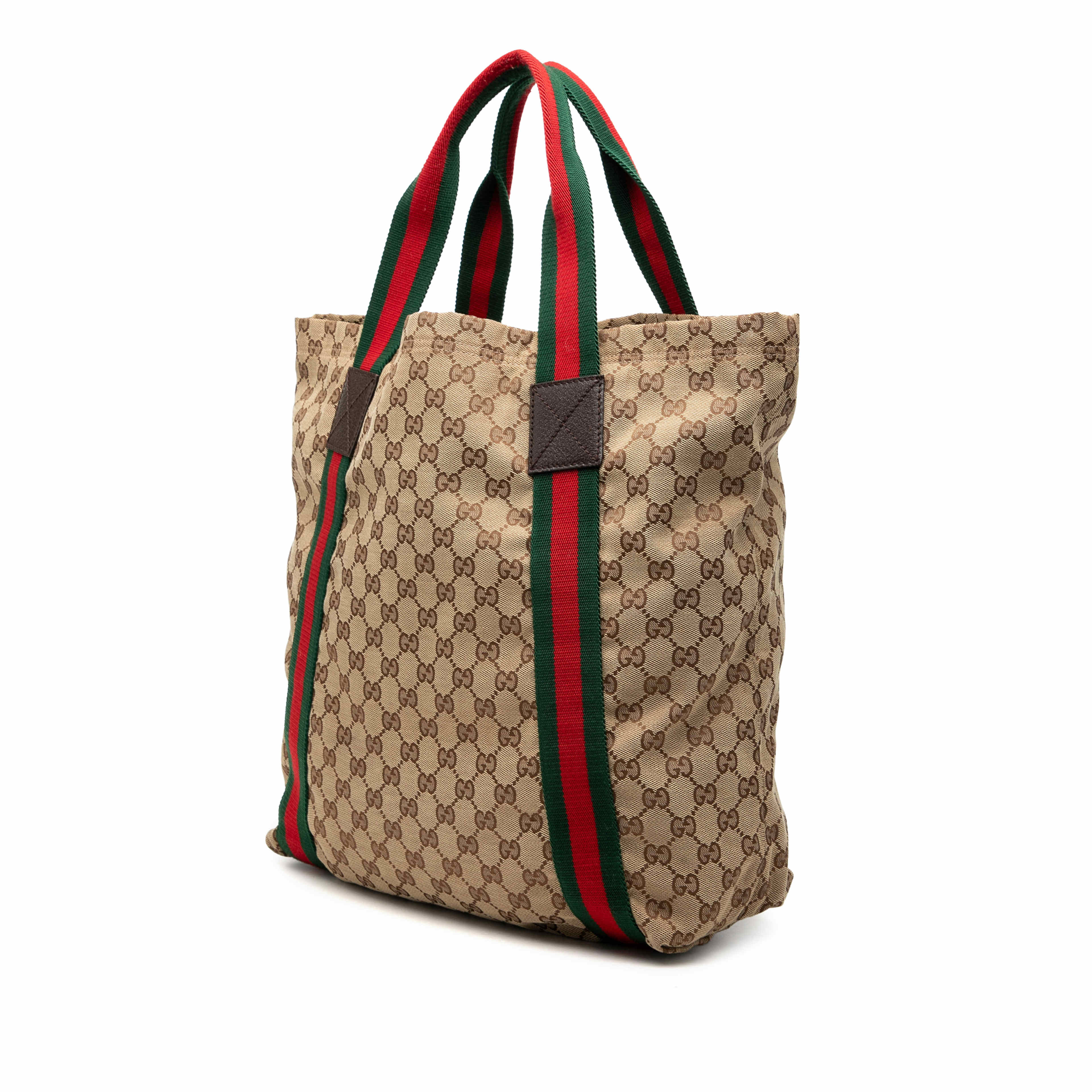 Gucci Gg Canvas Web Tote, från Luxclusif, i färgen beige. Klicka för att öppna bilden i stort format