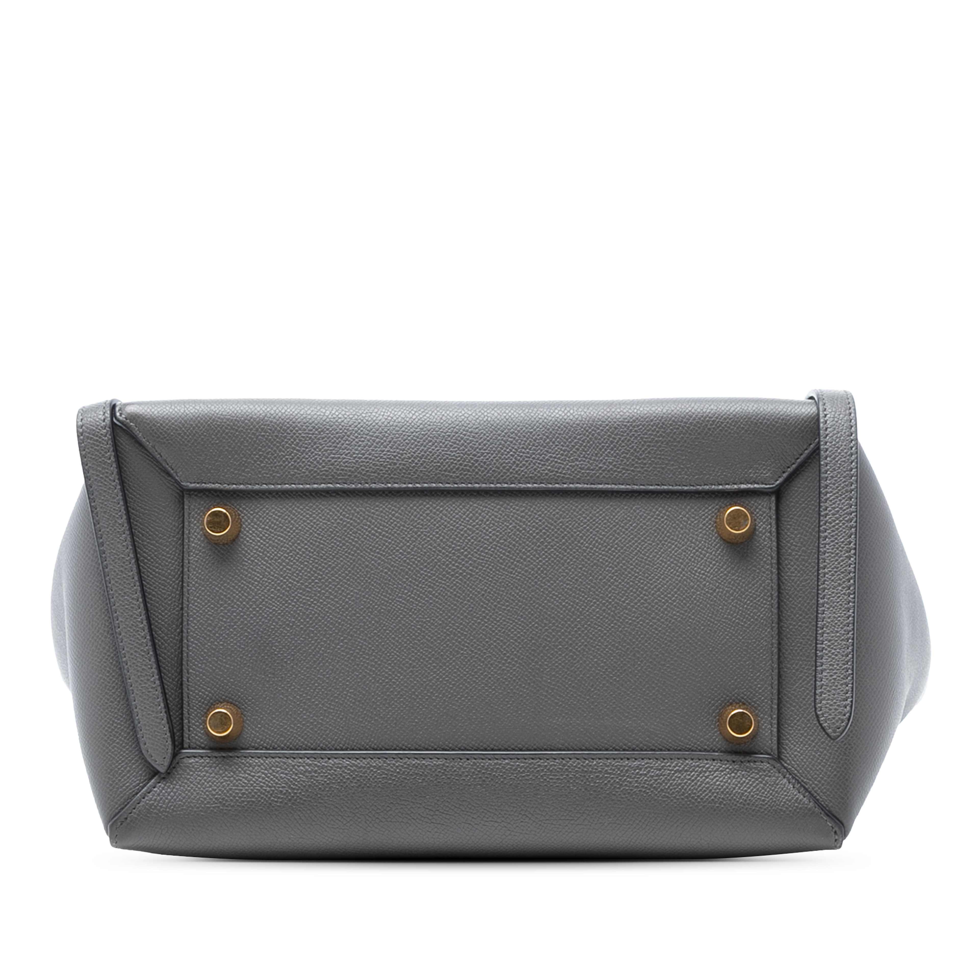 Celine Mini Grained Calfskin Belt Bag, från Luxclusif, i färgen dark gray. Klicka för att öppna bilden i stort format