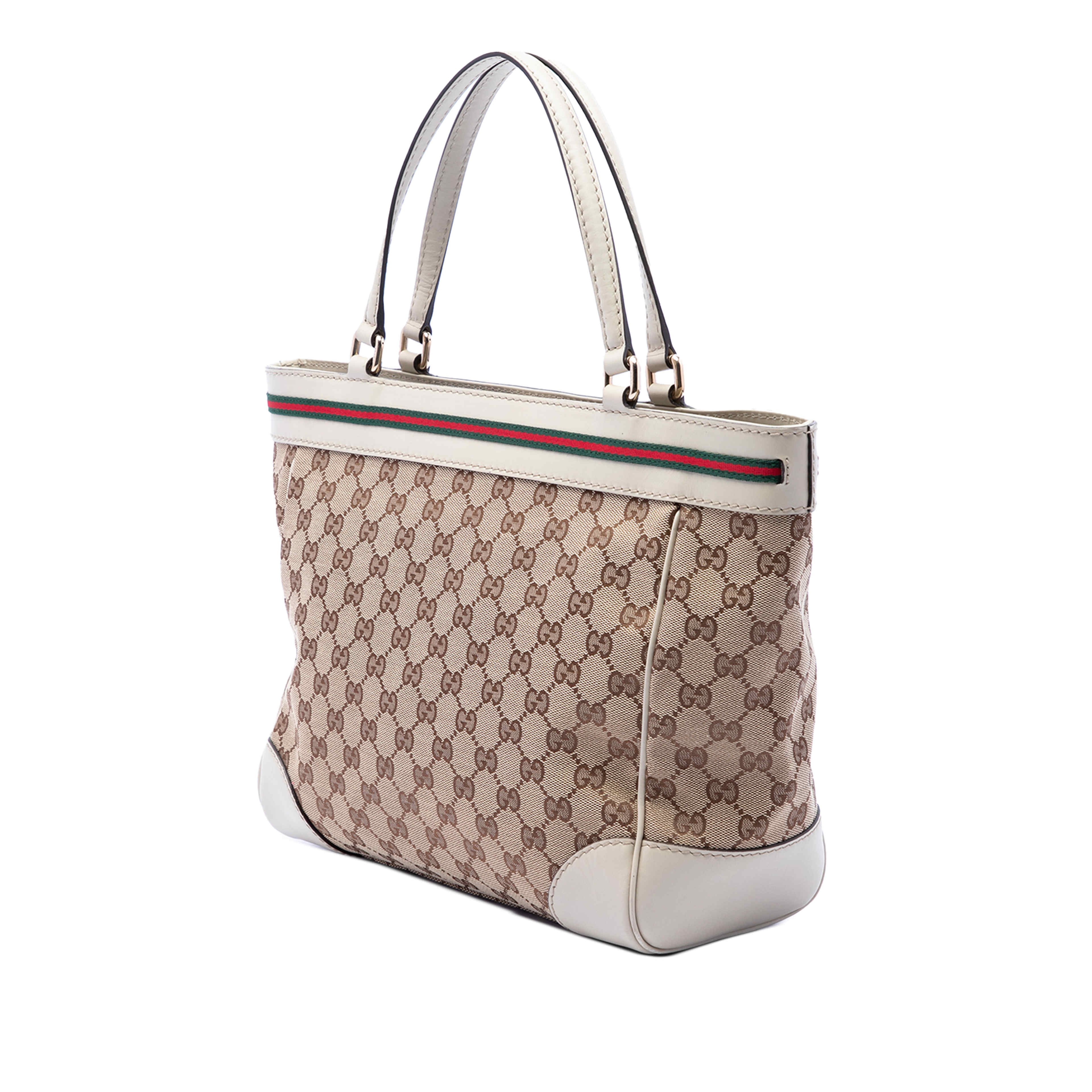 Gucci Gg Canvas Web Mayfair Tote, från Luxclusif, i färgen vit. Klicka för att öppna bilden i stort format