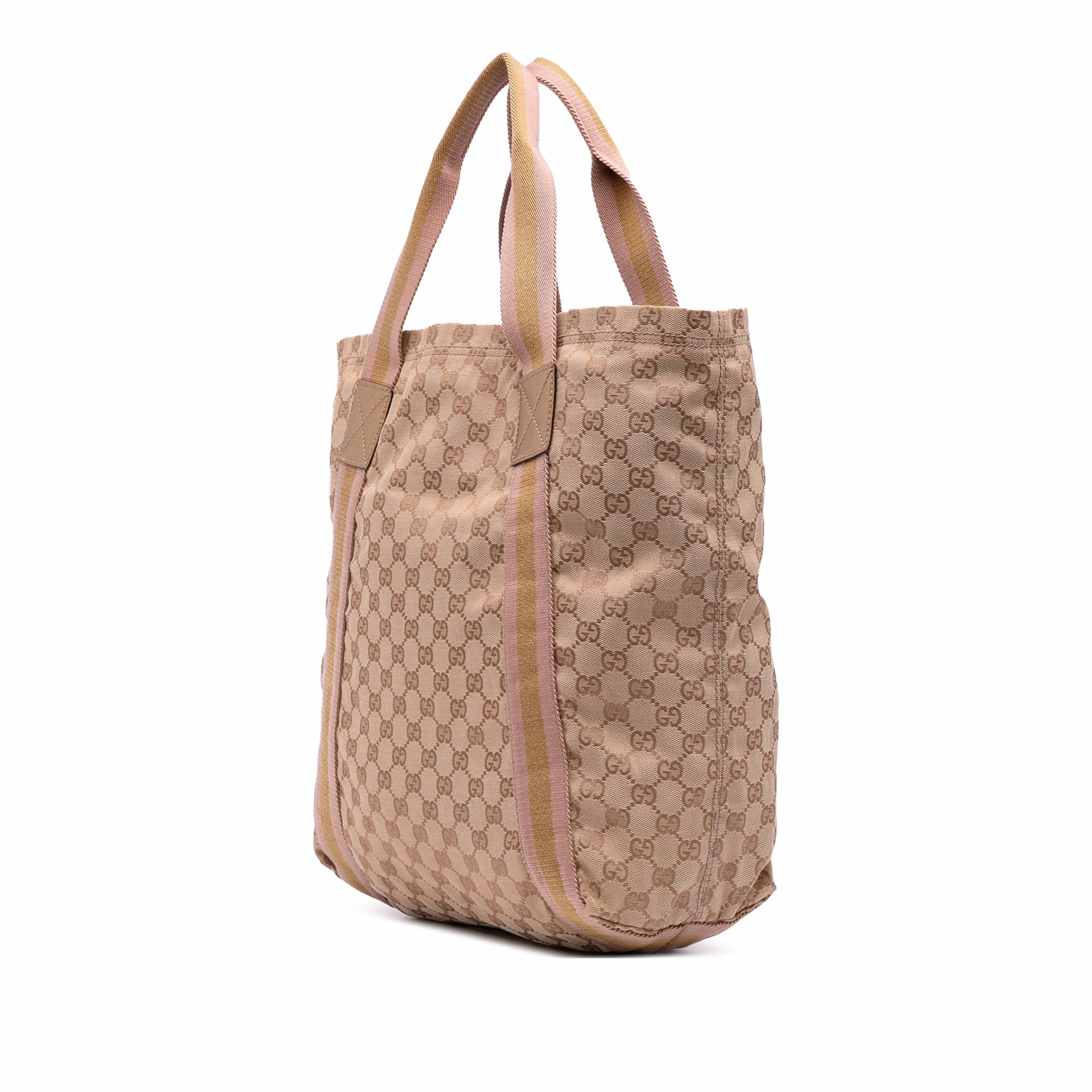 Gucci Gg Canvas Web Tote, från Luxclusif, i färgen beige. Klicka för att öppna bilden i stort format
