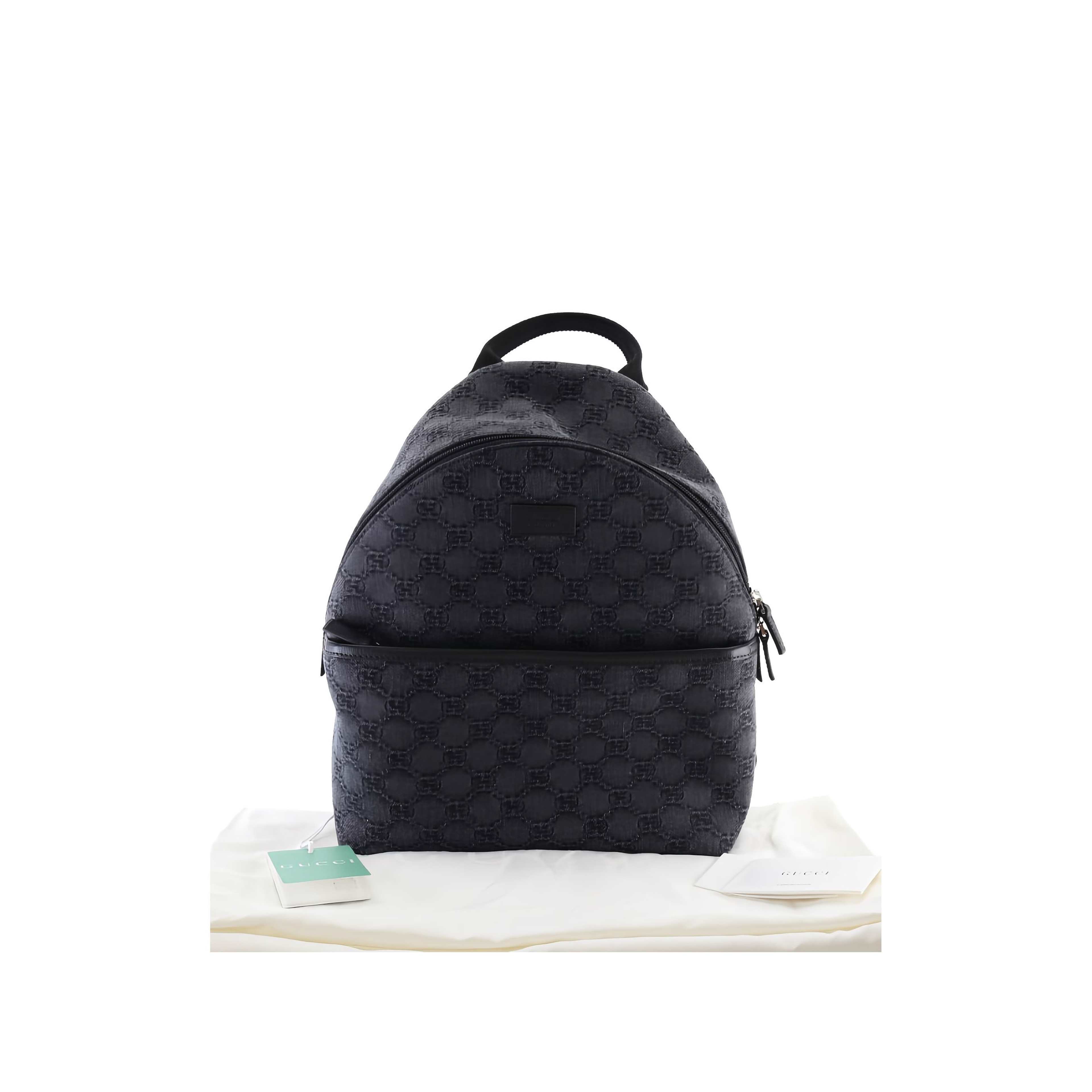 Gucci Kids Gg Denim Backpack, från Luxclusif, i färgen grå. Klicka för att öppna bilden i stort format