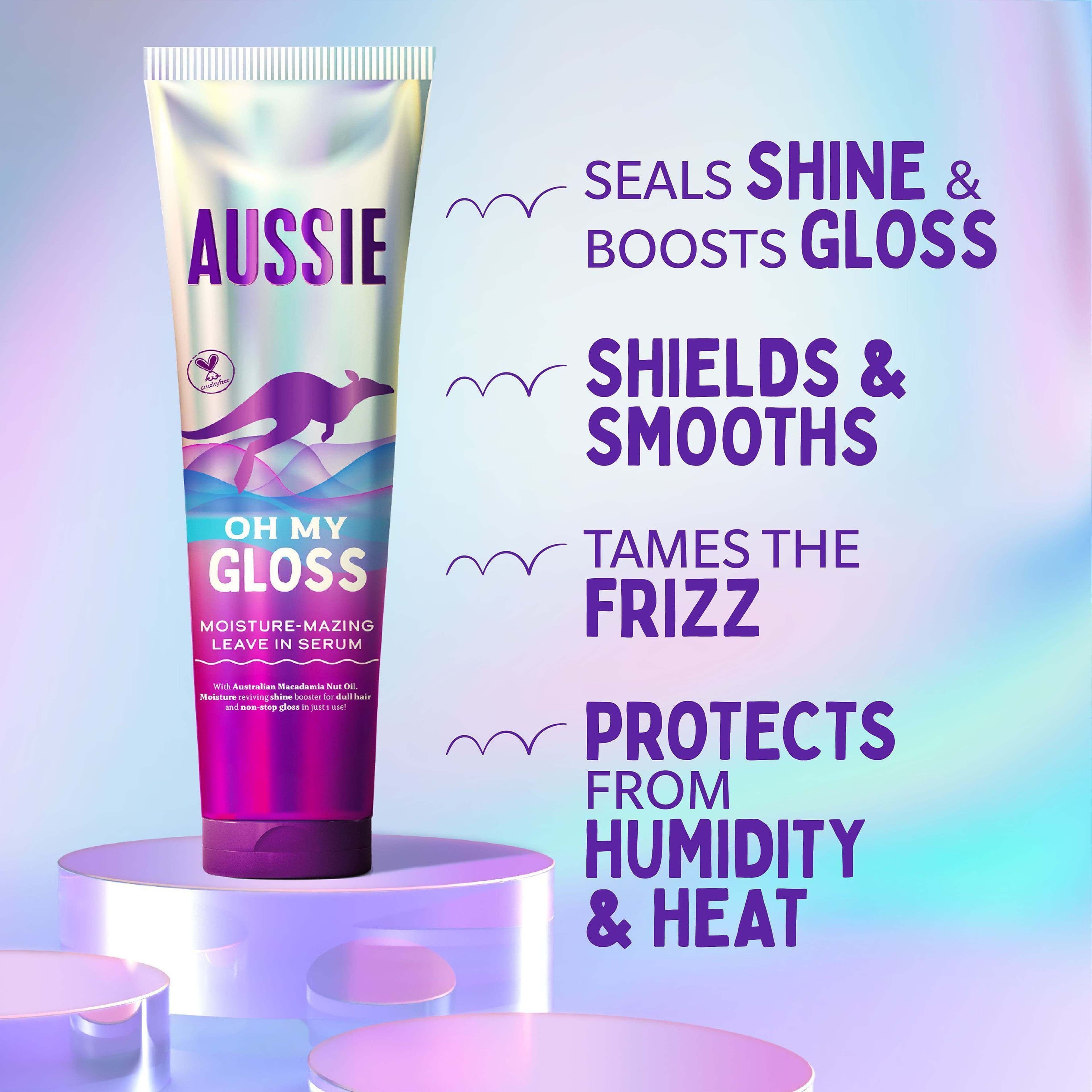 Oh My Gloss Moisture-Mazing Leave-In Serum, från Aussie. Klicka för att öppna bilden i stort format