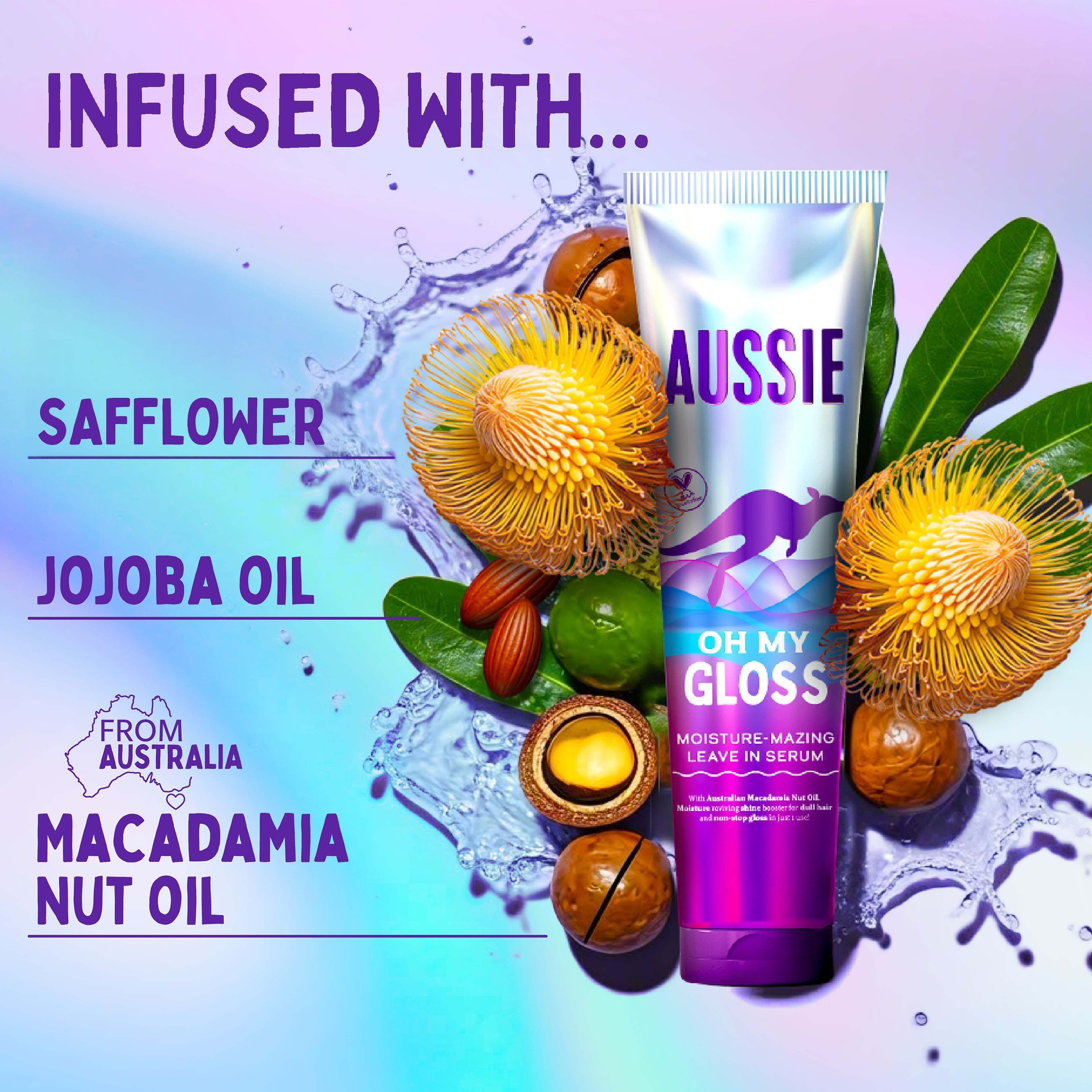 Oh My Gloss Moisture-Mazing Leave-In Serum, från Aussie. Klicka för att öppna bilden i stort format
