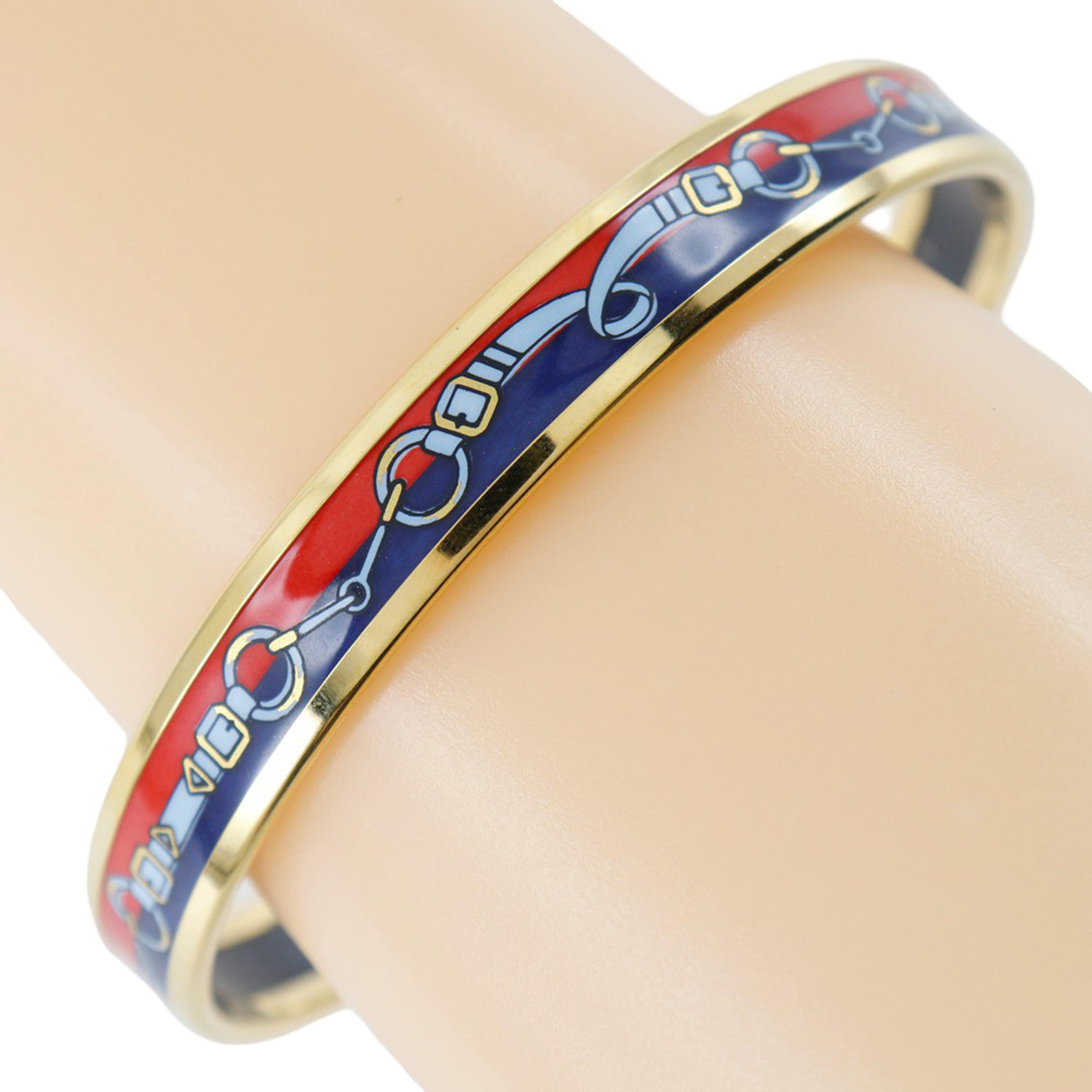 Hermès Printed Enamel Bangle 65, från Luxclusif, i färgen blue. Klicka för att öppna bilden i stort format
