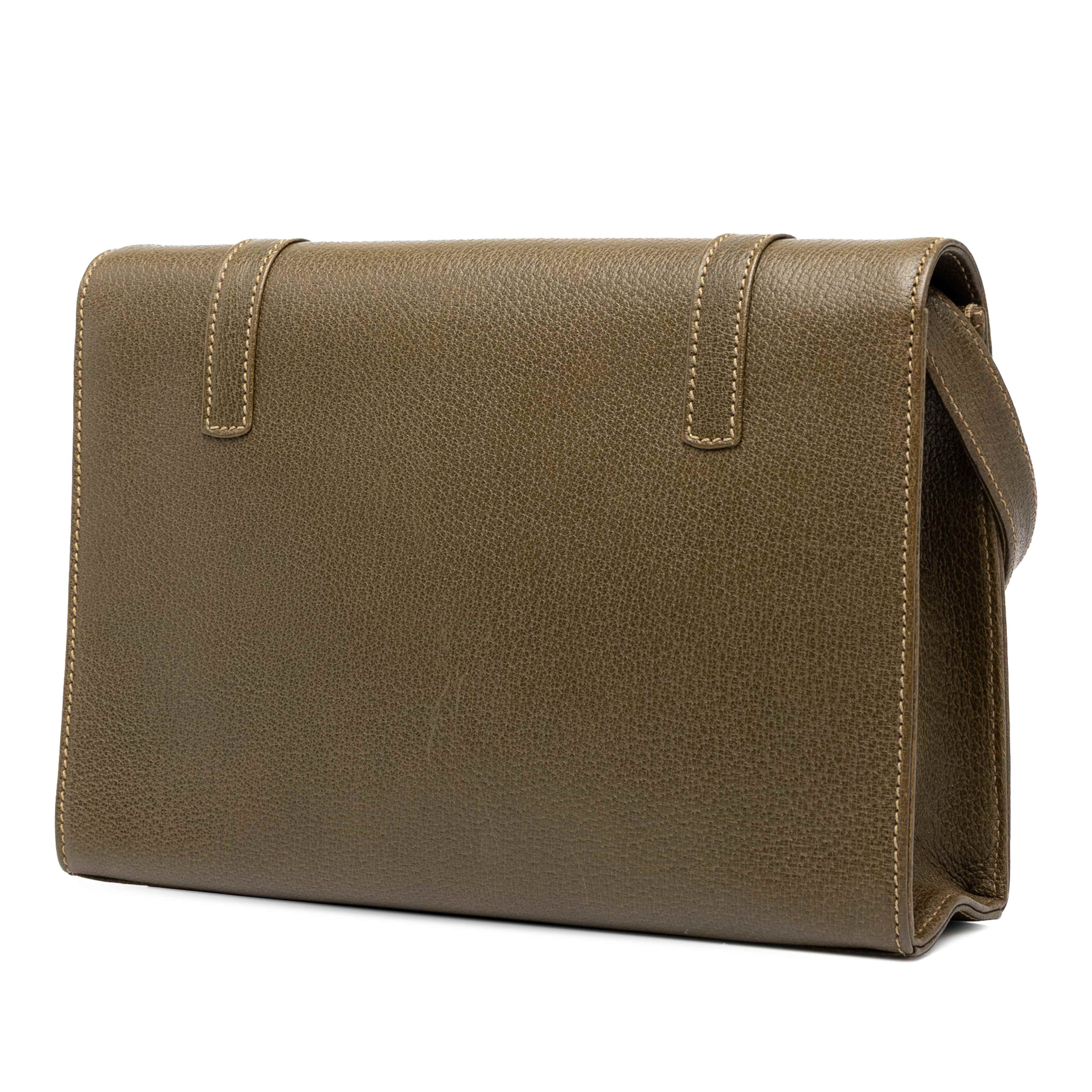 Gucci Calfskin Turnlock Flap Crossbody, från Luxclusif, i färgen grön. Klicka för att öppna bilden i stort format