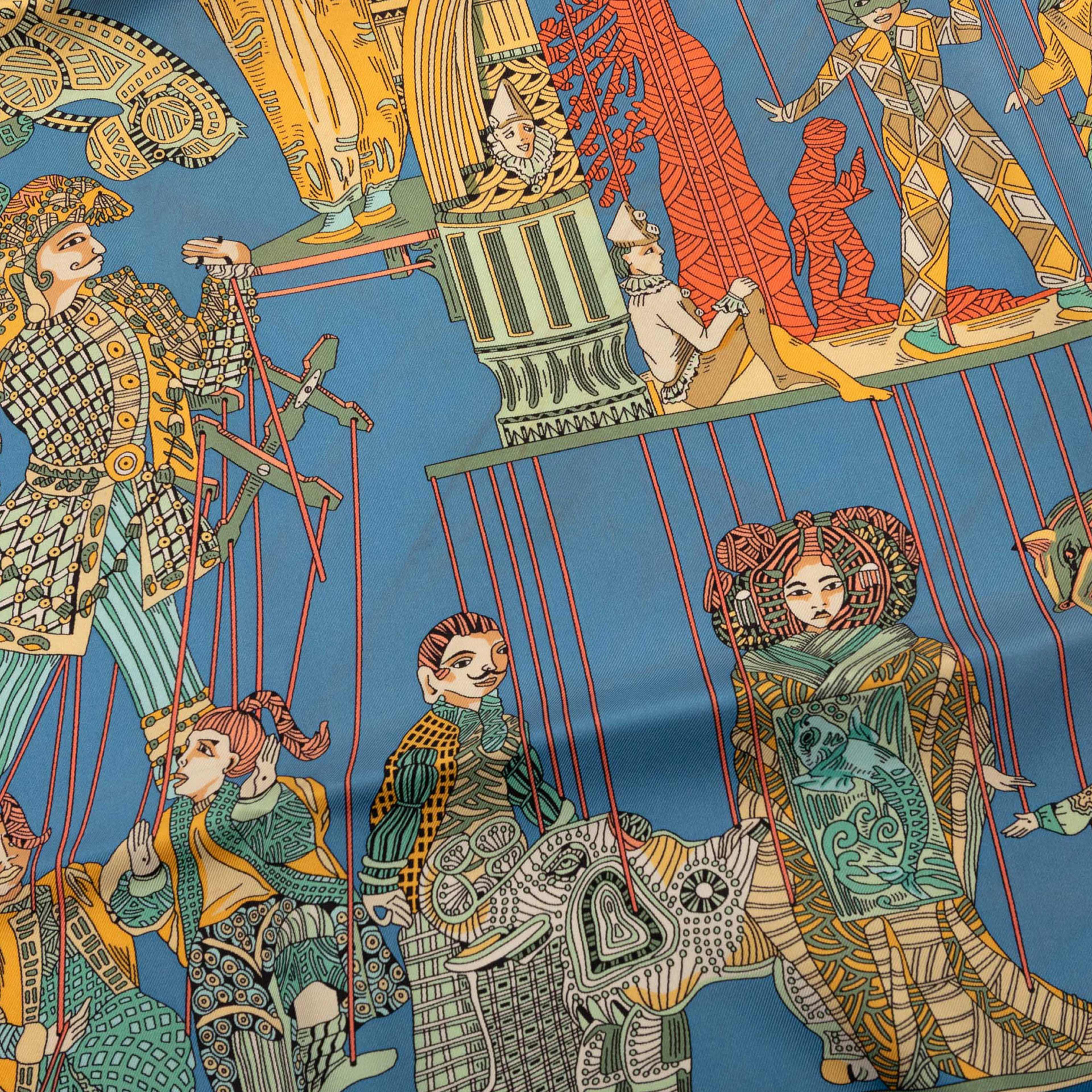 Hermès Le Temps Des Marionnettes Silk Scarf 90, från Luxclusif, i färgen blue. Klicka för att öppna bilden i stort format