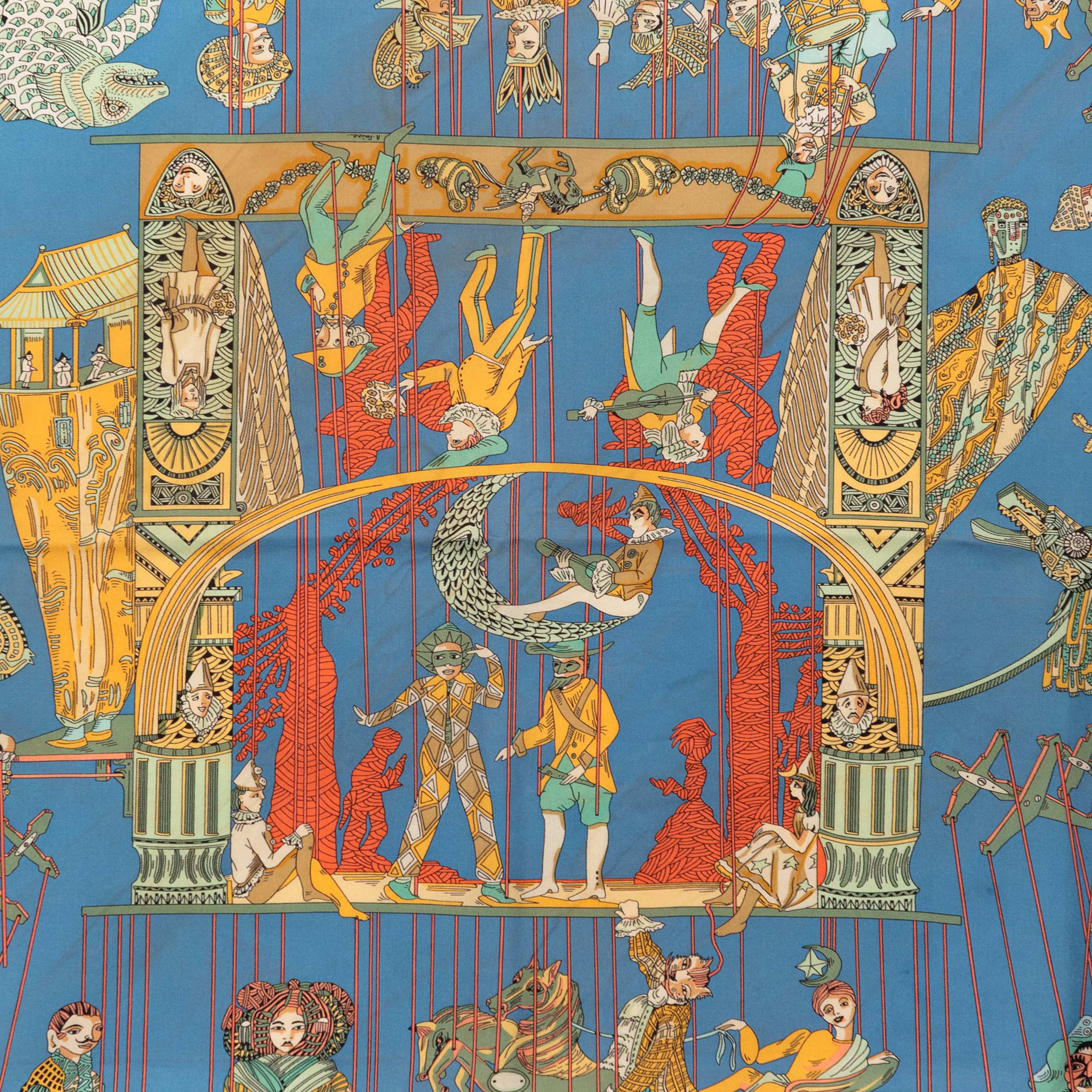 Hermès Le Temps Des Marionnettes Silk Scarf 90, från Luxclusif, i färgen blue. Klicka för att öppna bilden i stort format