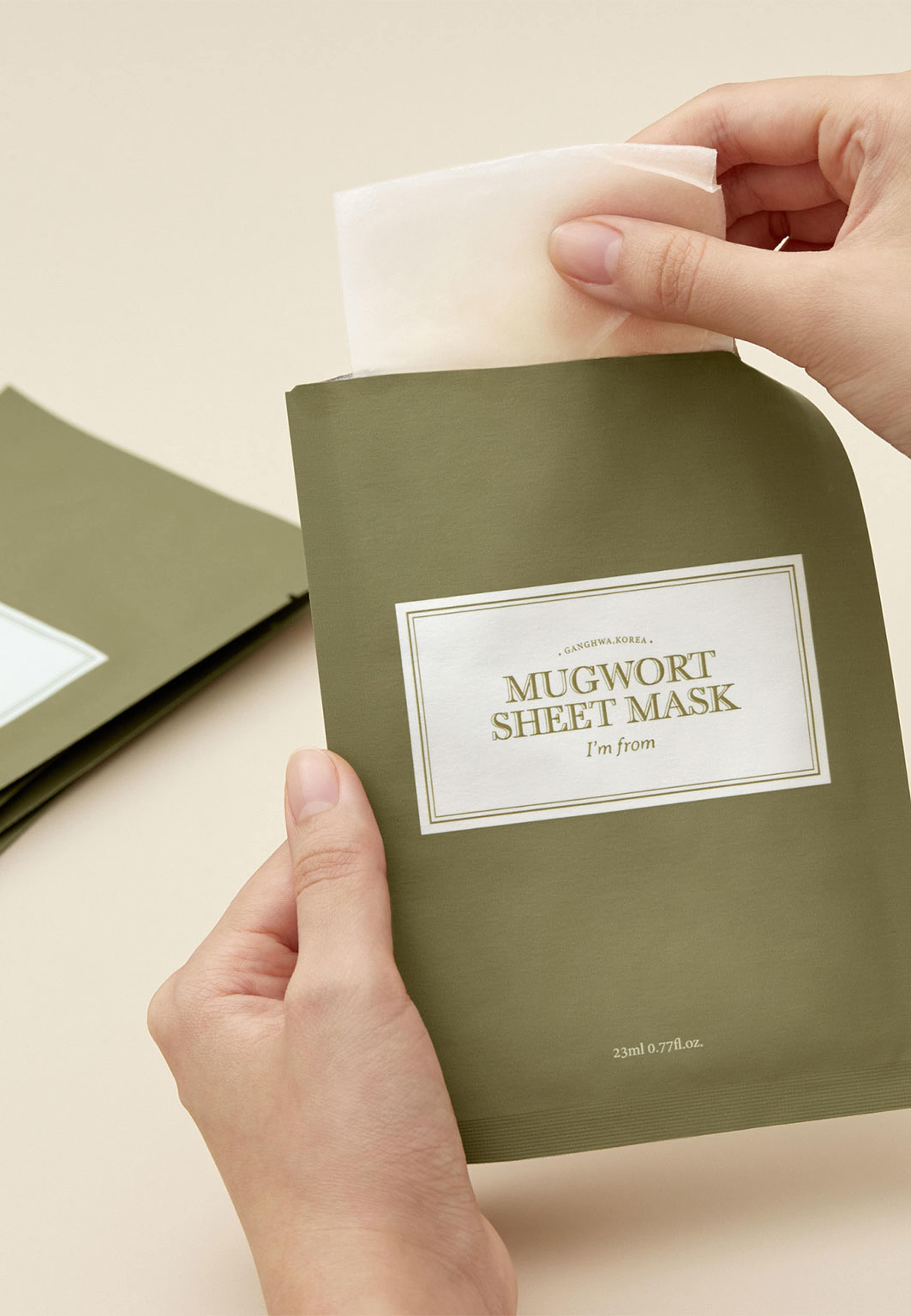 Mugwort Sheet Mask, från I'm From. Klicka för att öppna bilden i stort format