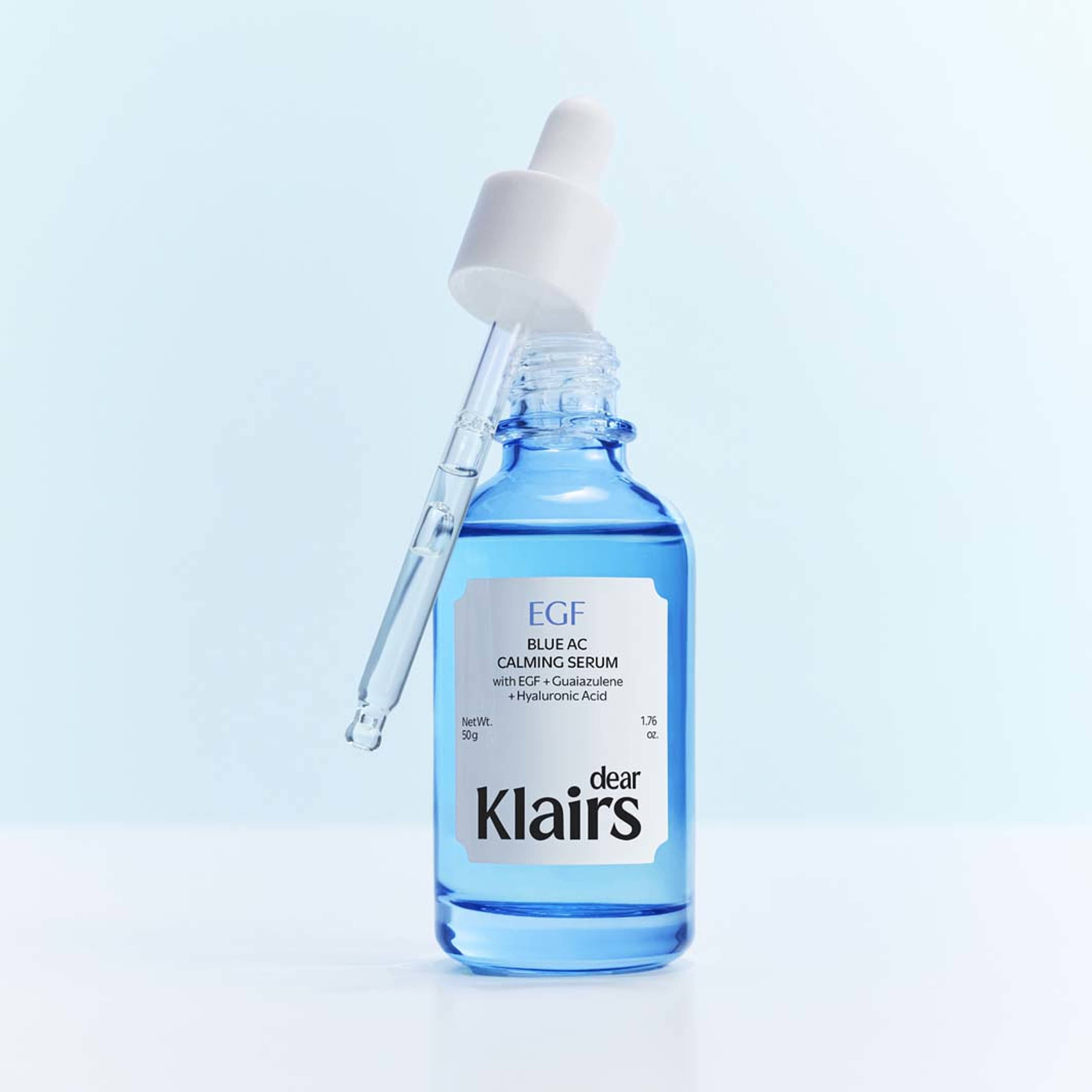 EGF Blue AC Calming Serum, från Klairs. Klicka för att öppna bilden i stort format