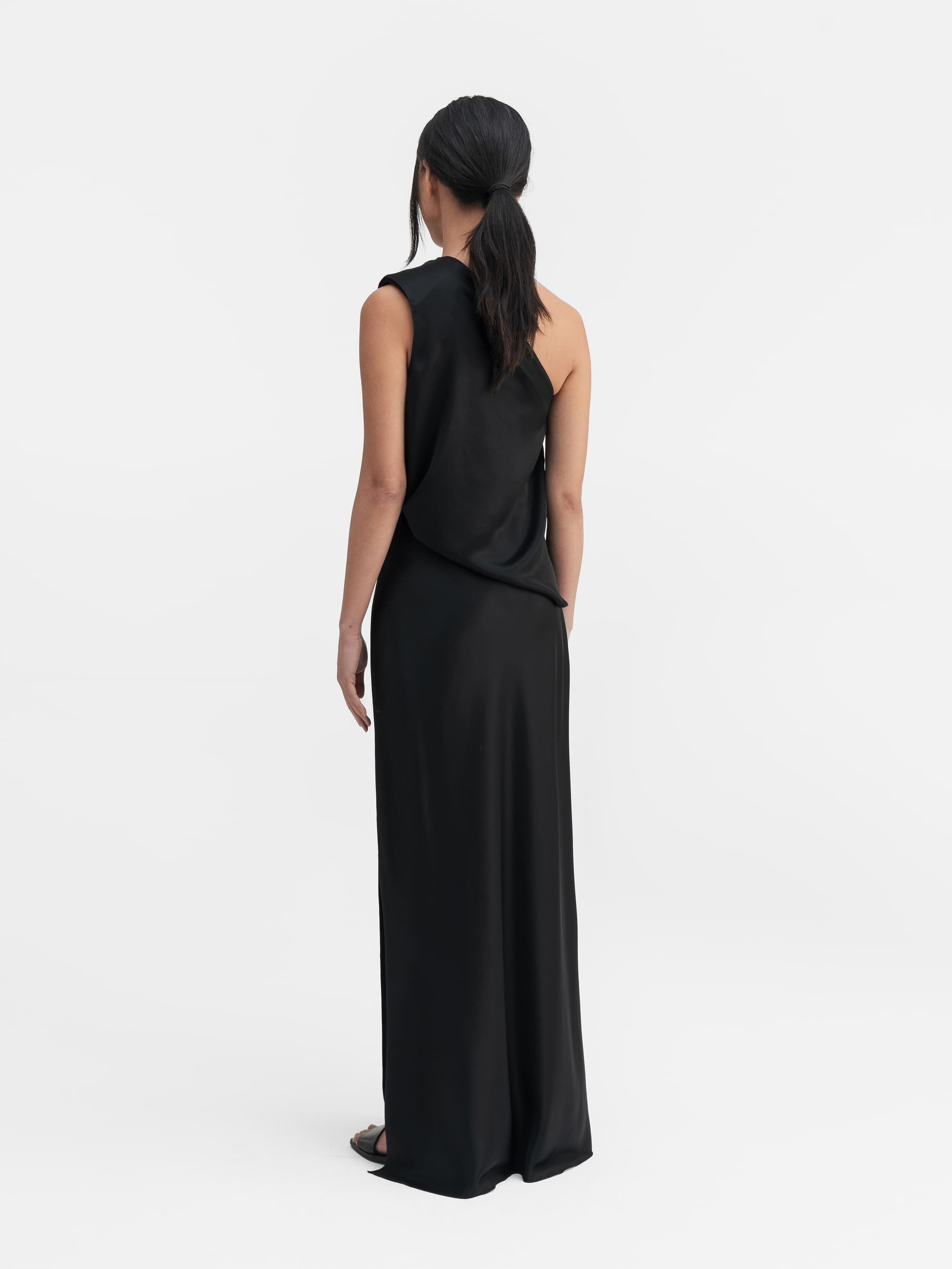 Hana Long Logo Satin Skirt
