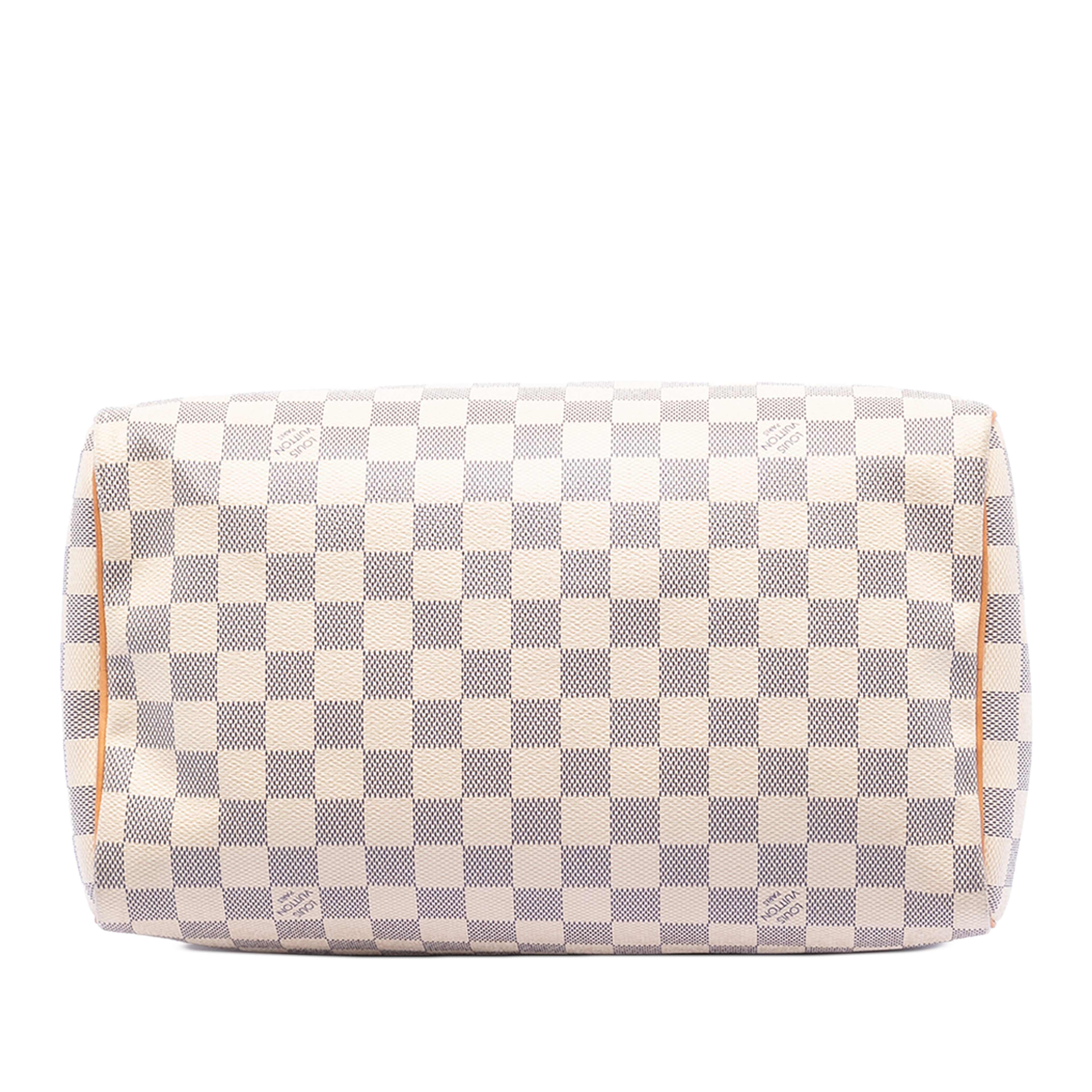 Louis Vuitton Damier Azur Speedy 30, från Luxclusif, i färgen white. Klicka för att öppna bilden i stort format