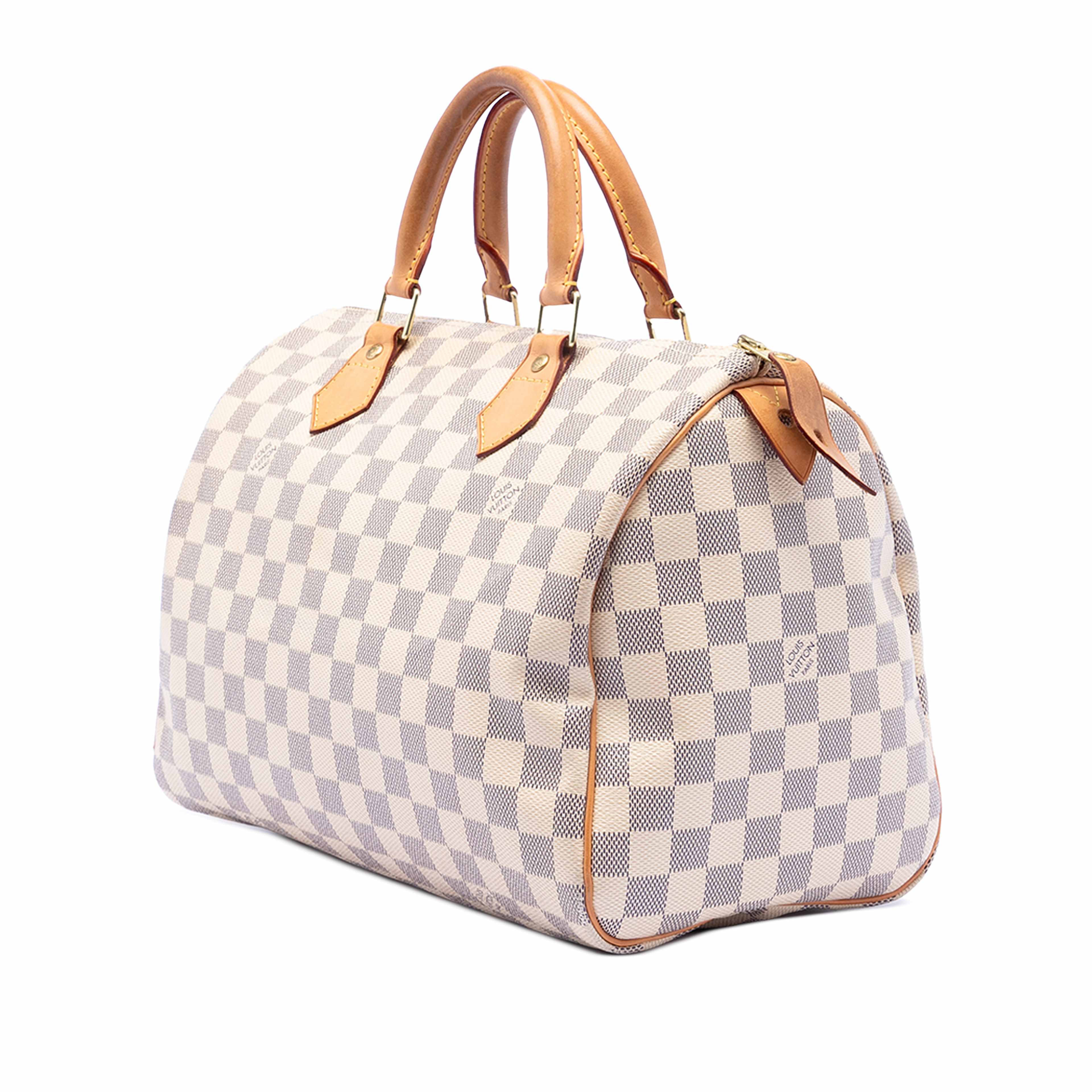 Louis Vuitton Damier Azur Speedy 30, från Luxclusif, i färgen white. Klicka för att öppna bilden i stort format