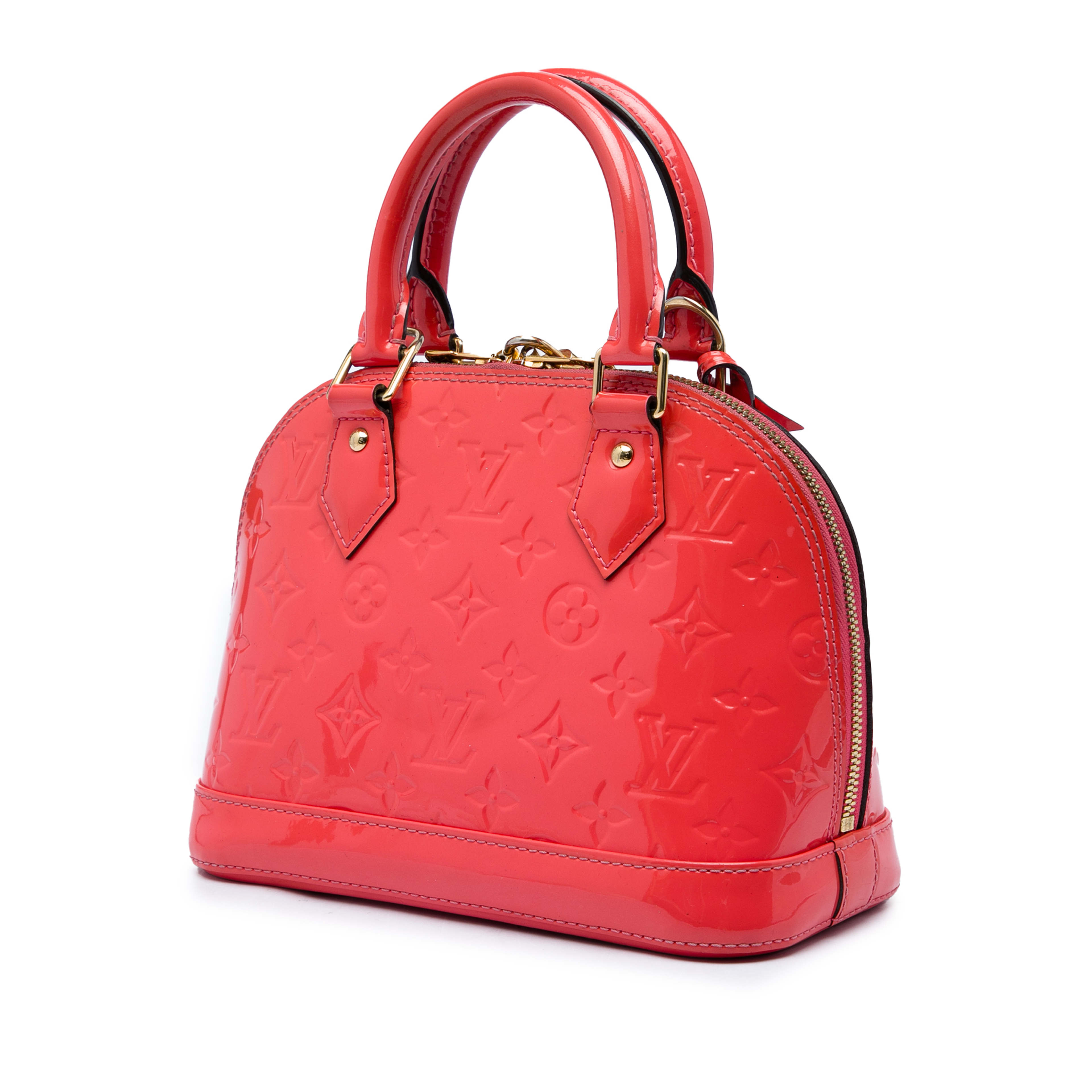 Louis Vuitton Monogram Vernis Alma Bb, från Luxclusif, i färgen röd. Klicka för att öppna bilden i stort format