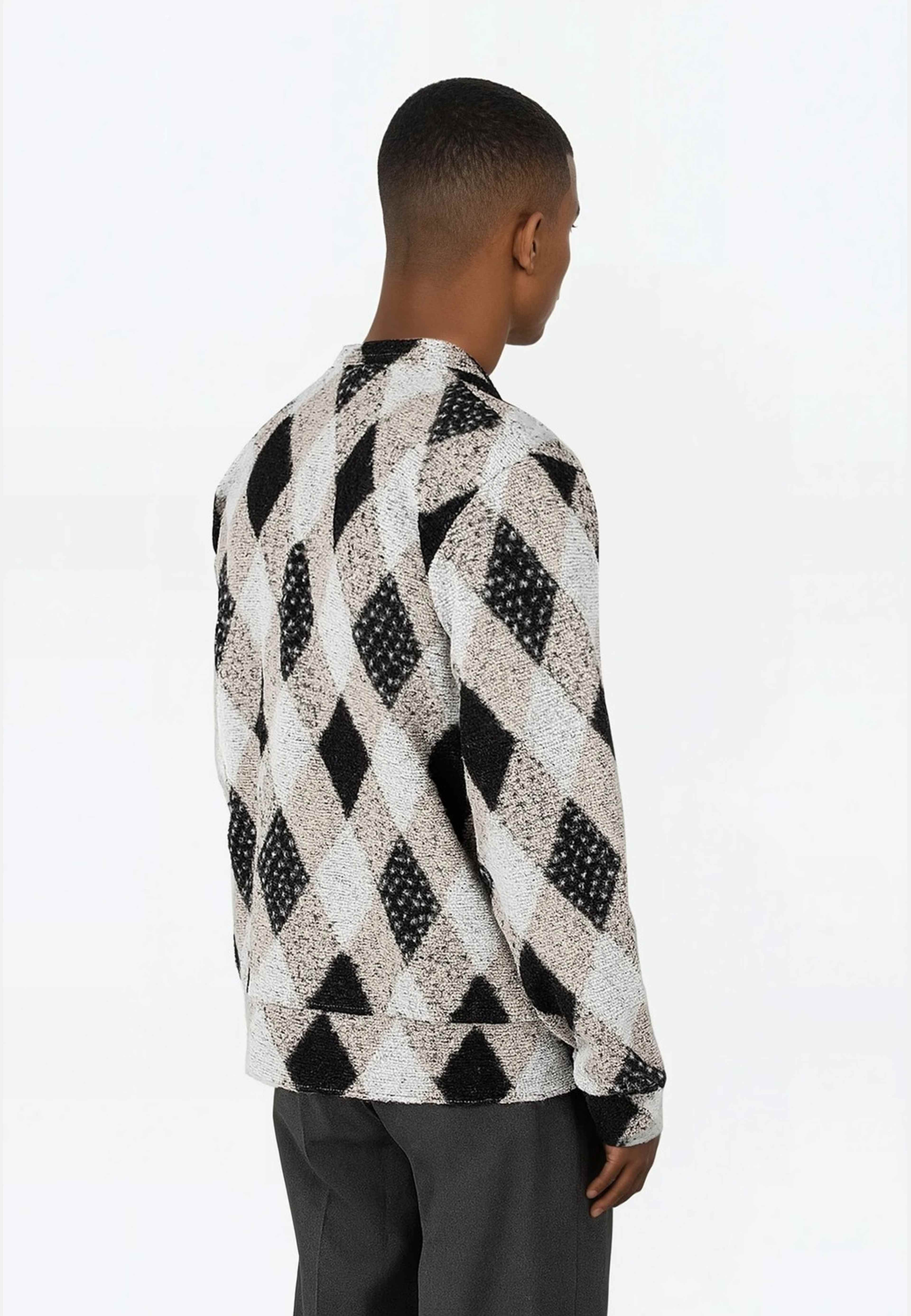 Parker Knitted Cardigan, från Ciszere, i färgen checked. Klicka för att öppna bilden i stort format