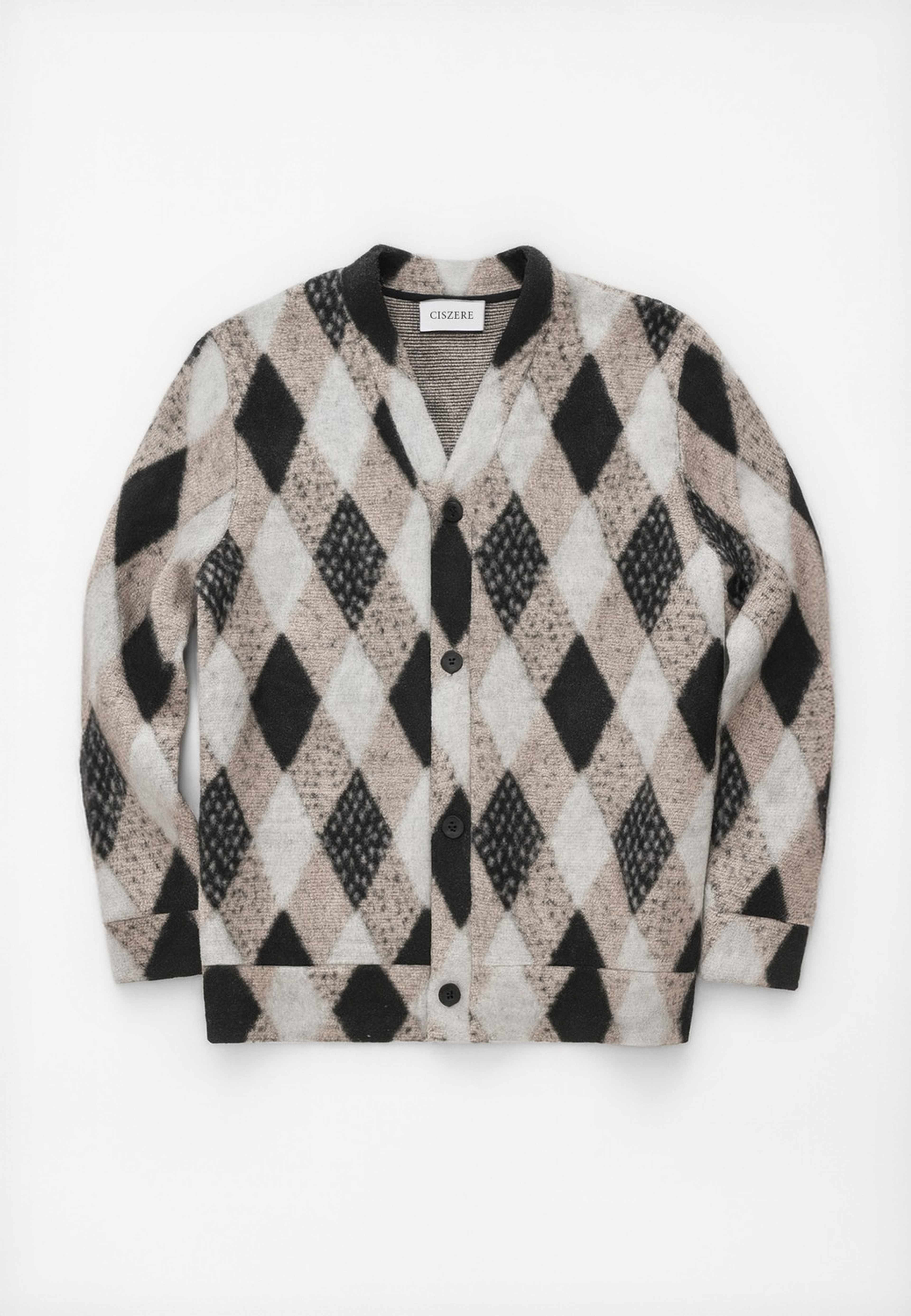 Parker Knitted Cardigan, från Ciszere, i färgen checked. Klicka för att öppna bilden i stort format