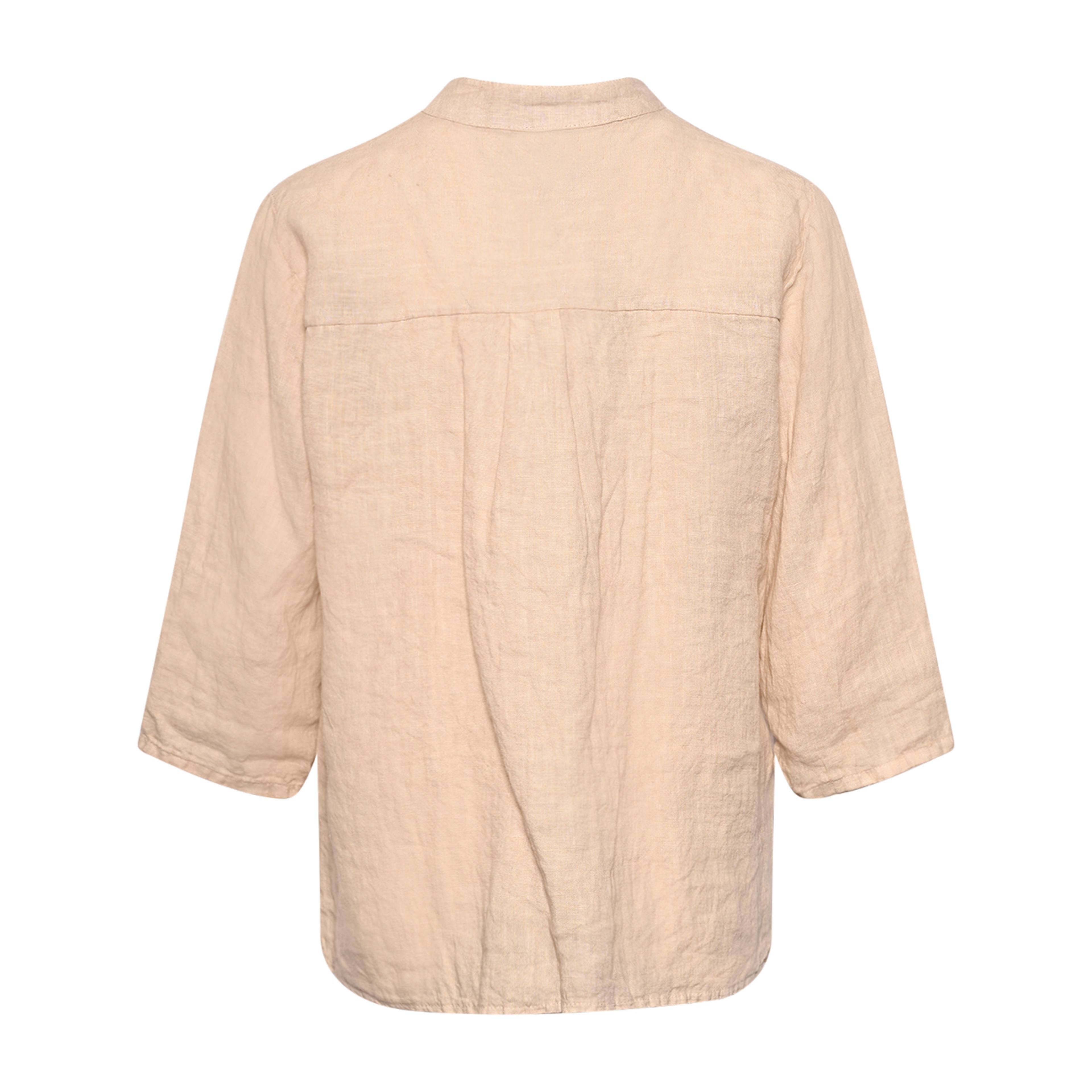 Harper, Ruffle Blouse, Linen - Soft Grey