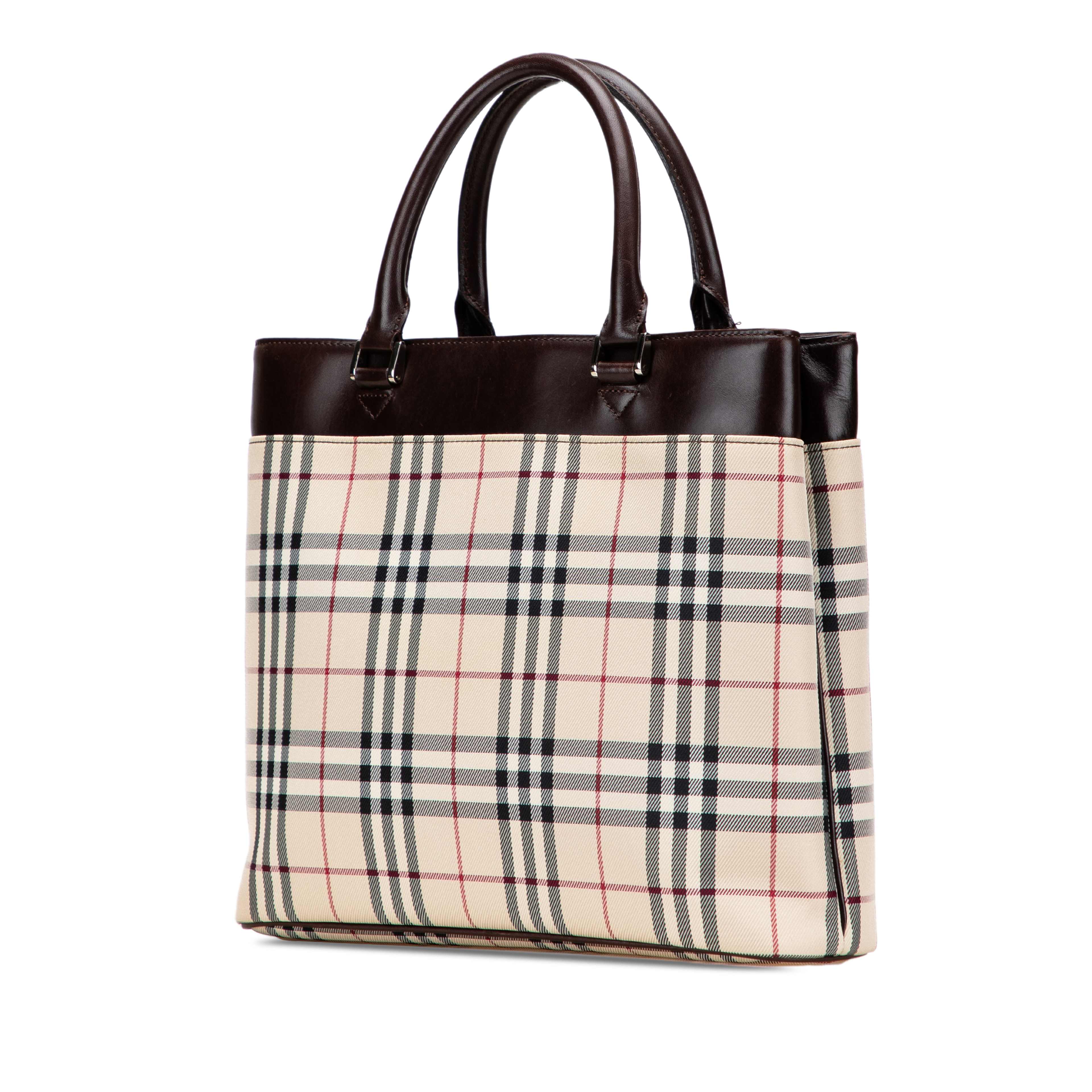Burberry House Check Canvas Tote, från Luxclusif, i färgen beige. Klicka för att öppna bilden i stort format