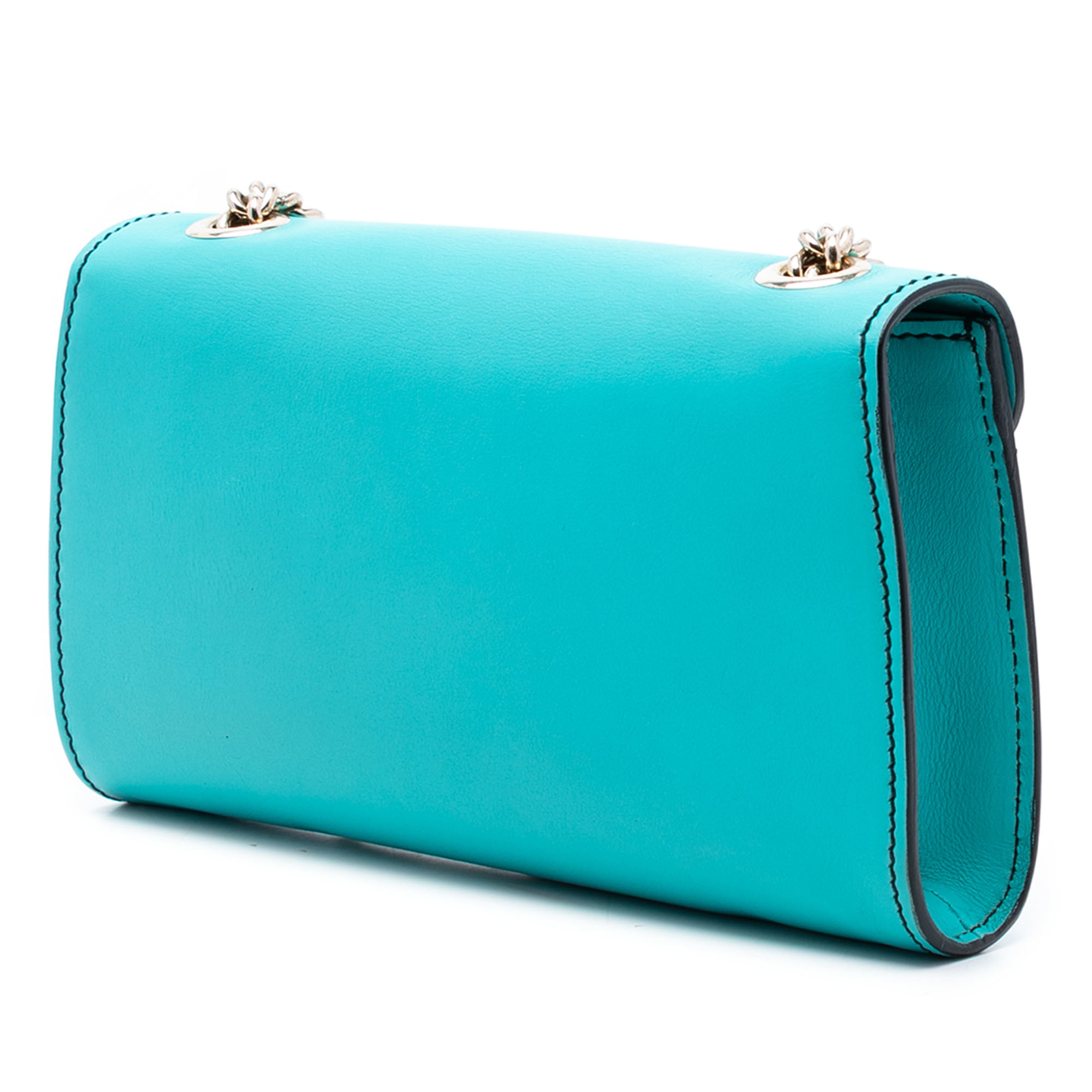 Gucci Small Leather Emily Crossbody, från Luxclusif, i färgen turquoise. Klicka för att öppna bilden i stort format