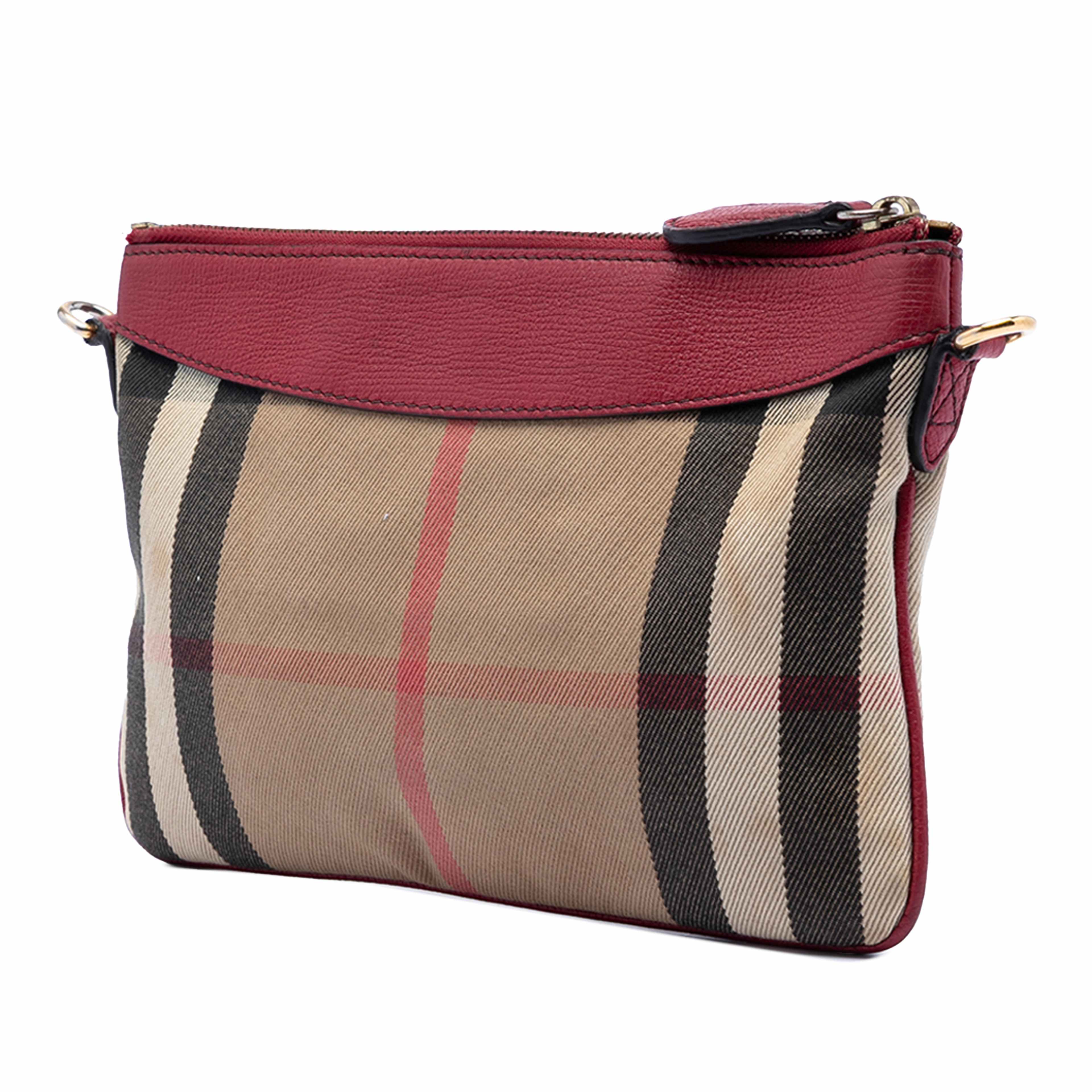 Burberry House Check Canvas Derby Peyton Crossbody, från Luxclusif, i färgen brun. Klicka för att öppna bilden i stort format