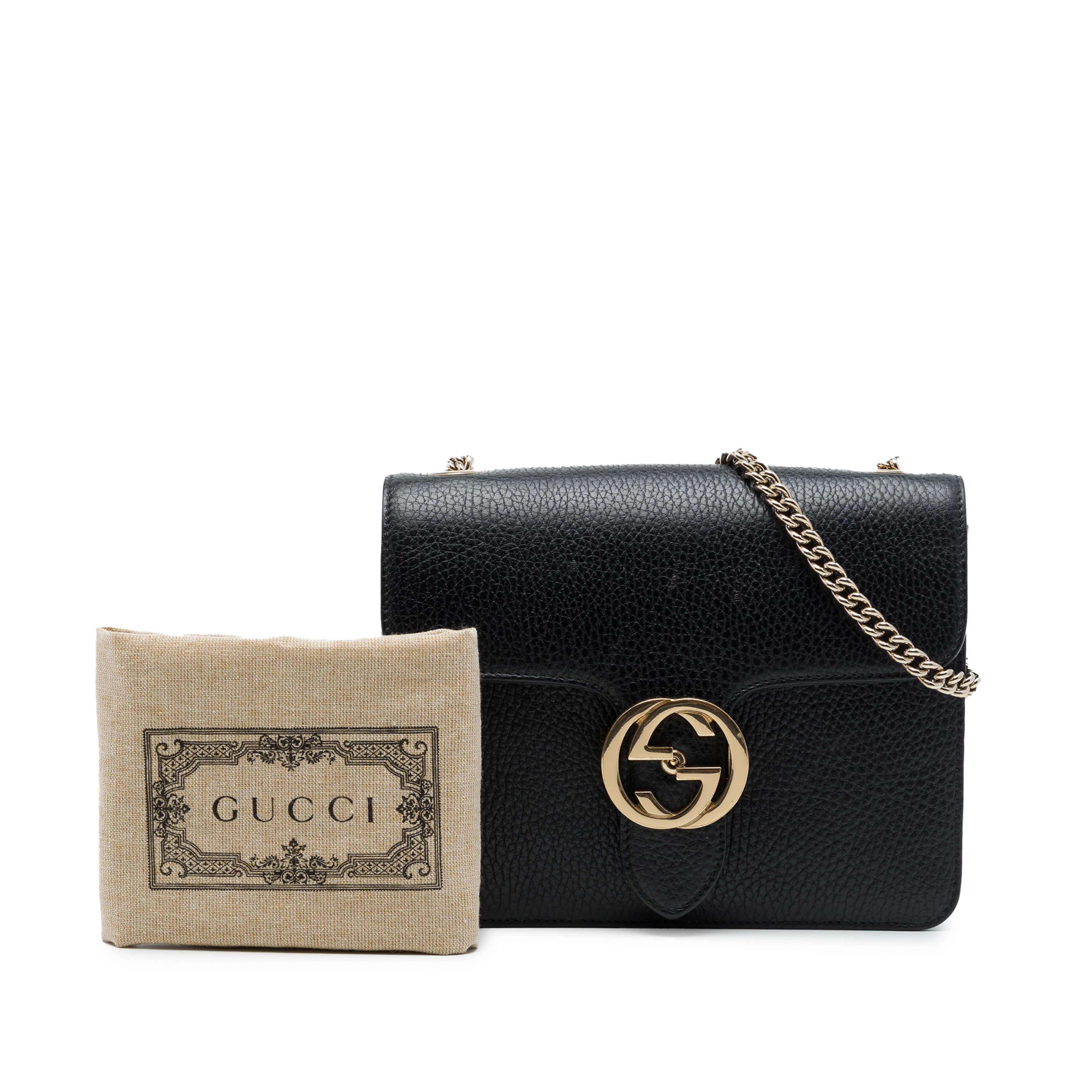 Gucci Small Dollar Calfskin Interlocking G Crossbody, från Luxclusif, i färgen svart. Klicka för att öppna bilden i stort format