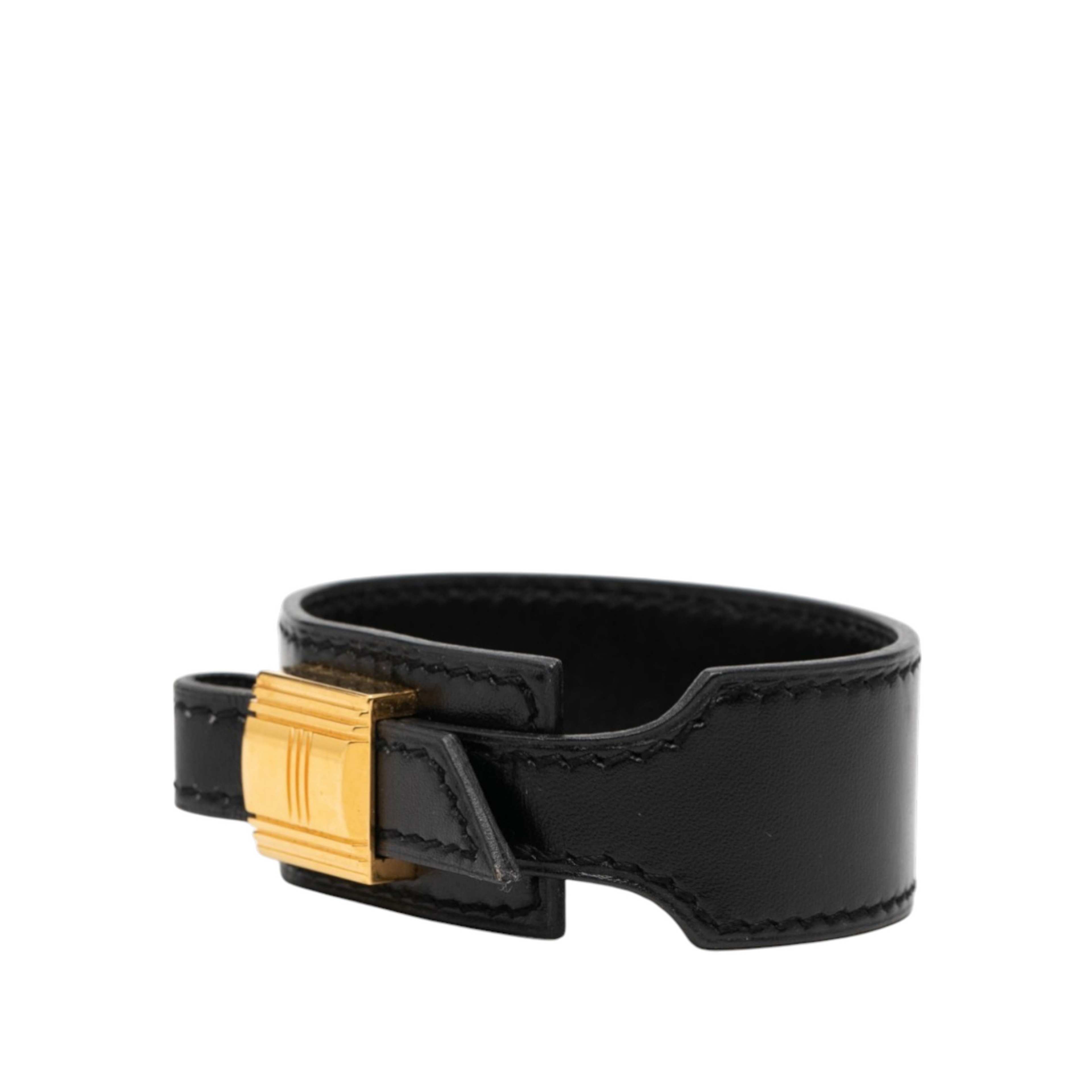 Hermès Leather Artemis Bracelet, från Luxclusif, i färgen svart. Klicka för att öppna bilden i stort format