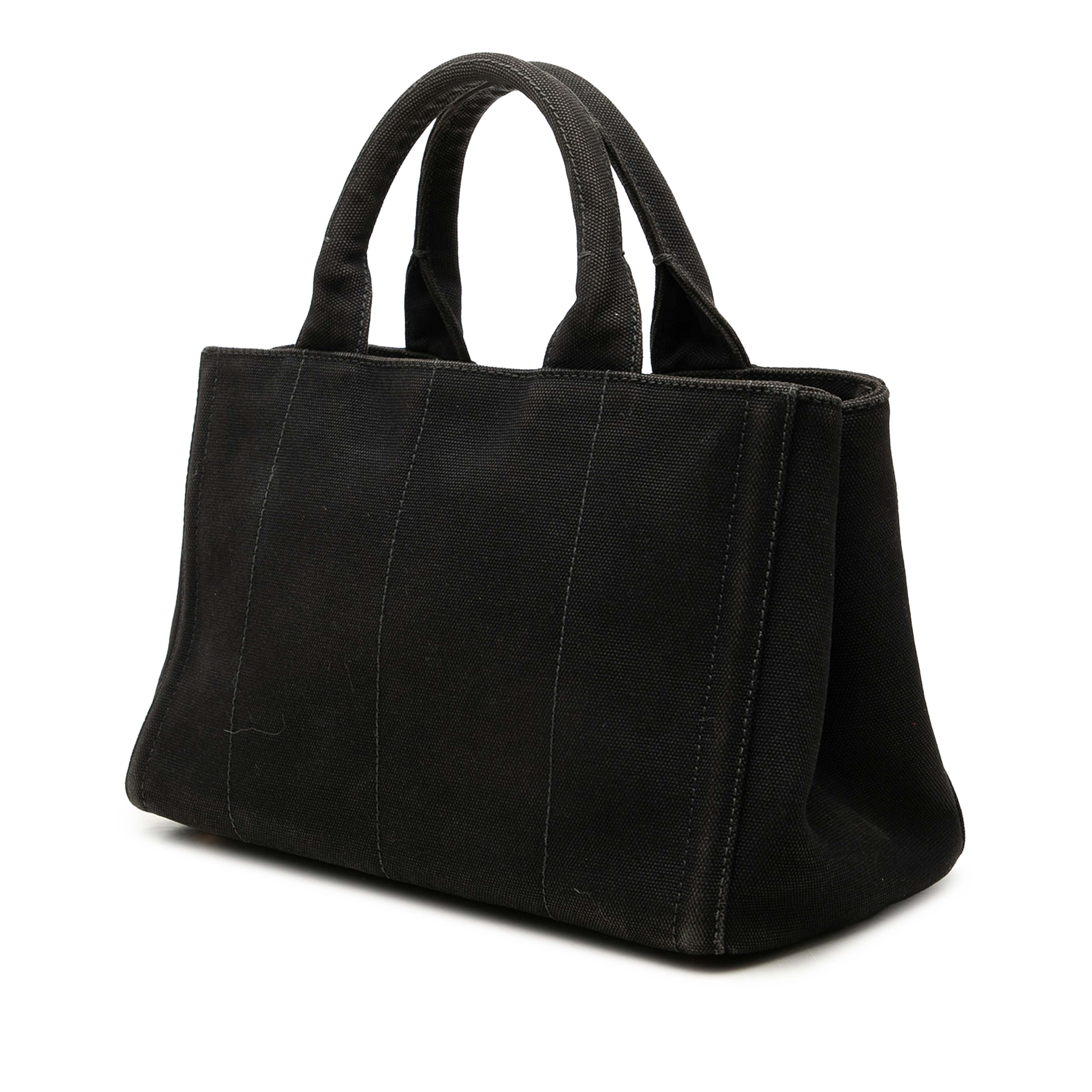 Prada Small Canvas Canapa Bijoux Satchel, från Luxclusif, i färgen svart. Klicka för att öppna bilden i stort format