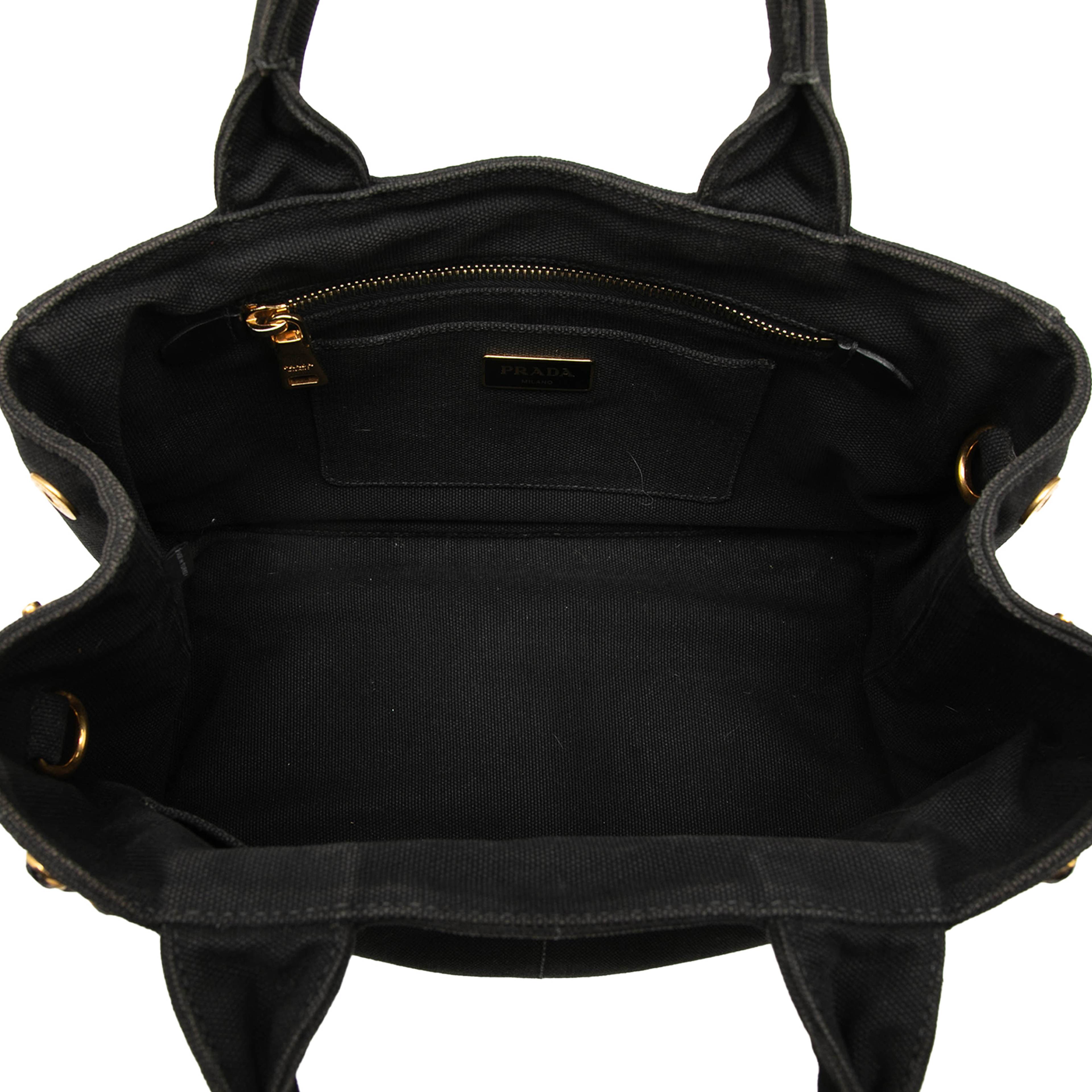 Prada Small Canvas Canapa Bijoux Satchel, från Luxclusif, i färgen svart. Klicka för att öppna bilden i stort format