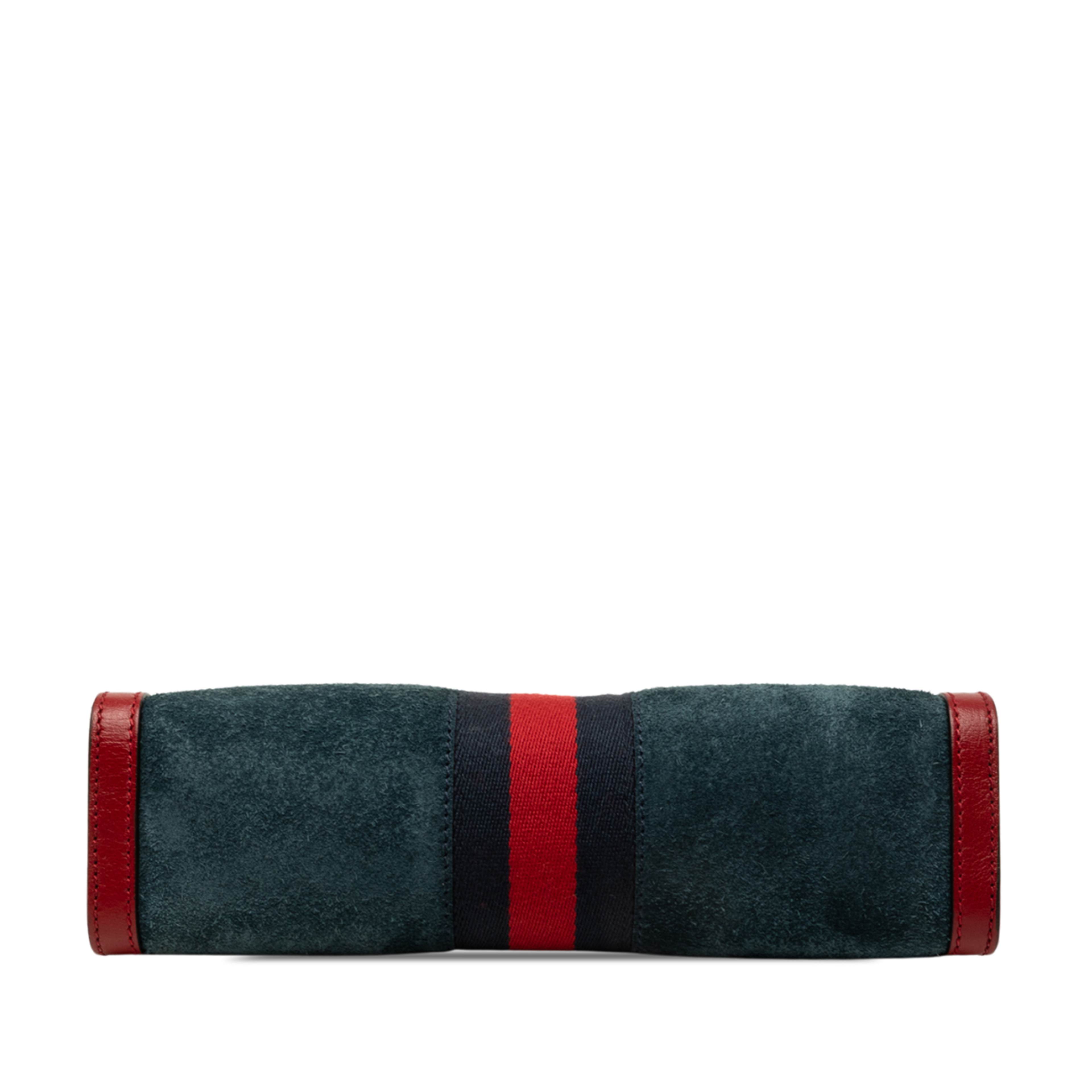 Gucci Small Suede Web Ophidia Chain Crossbody, från Luxclusif, i färgen blå. Klicka för att öppna bilden i stort format