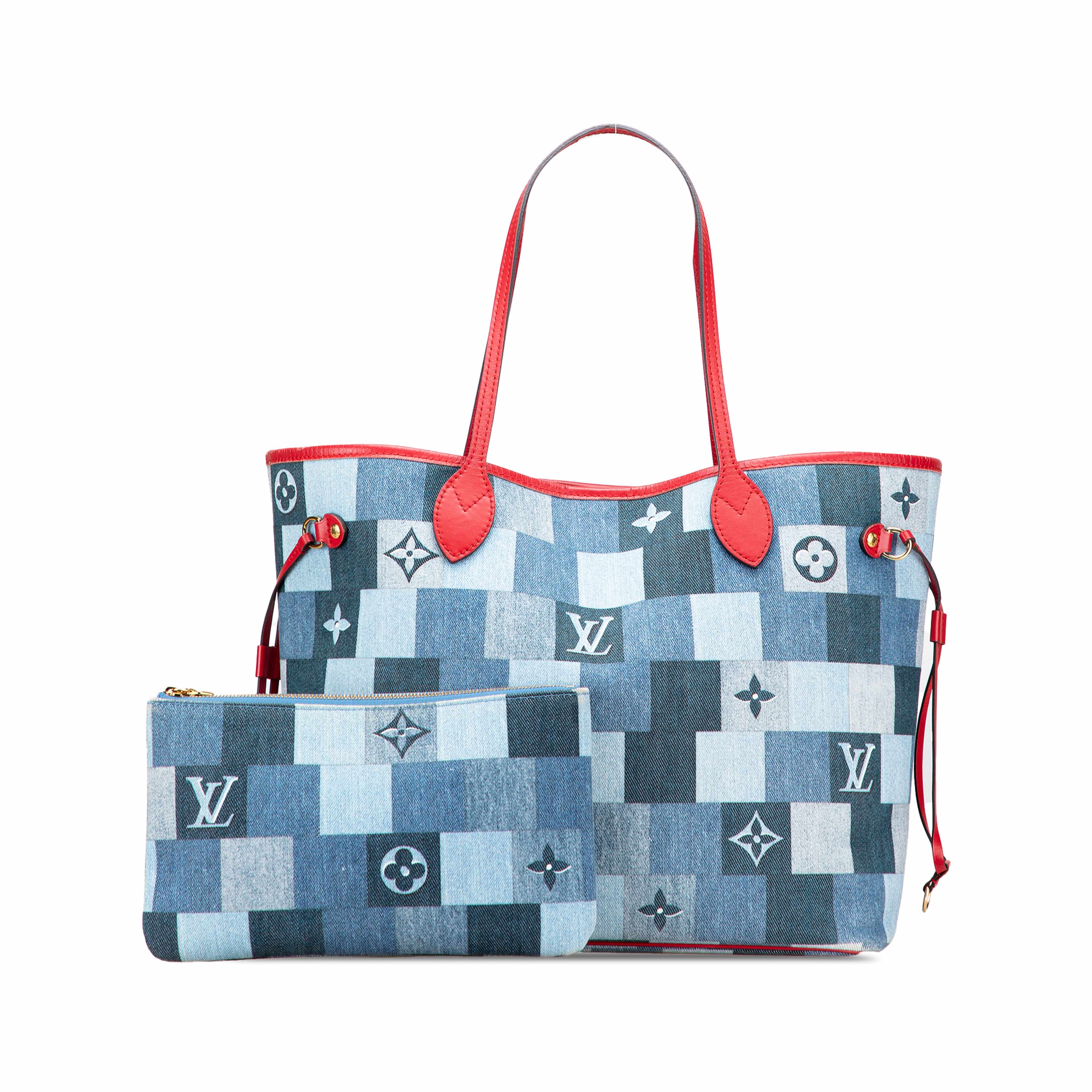 Louis Vuitton Monogram Denim Patchwork Neverfull Mm, från Luxclusif, i färgen blå. Klicka för att öppna bilden i stort format