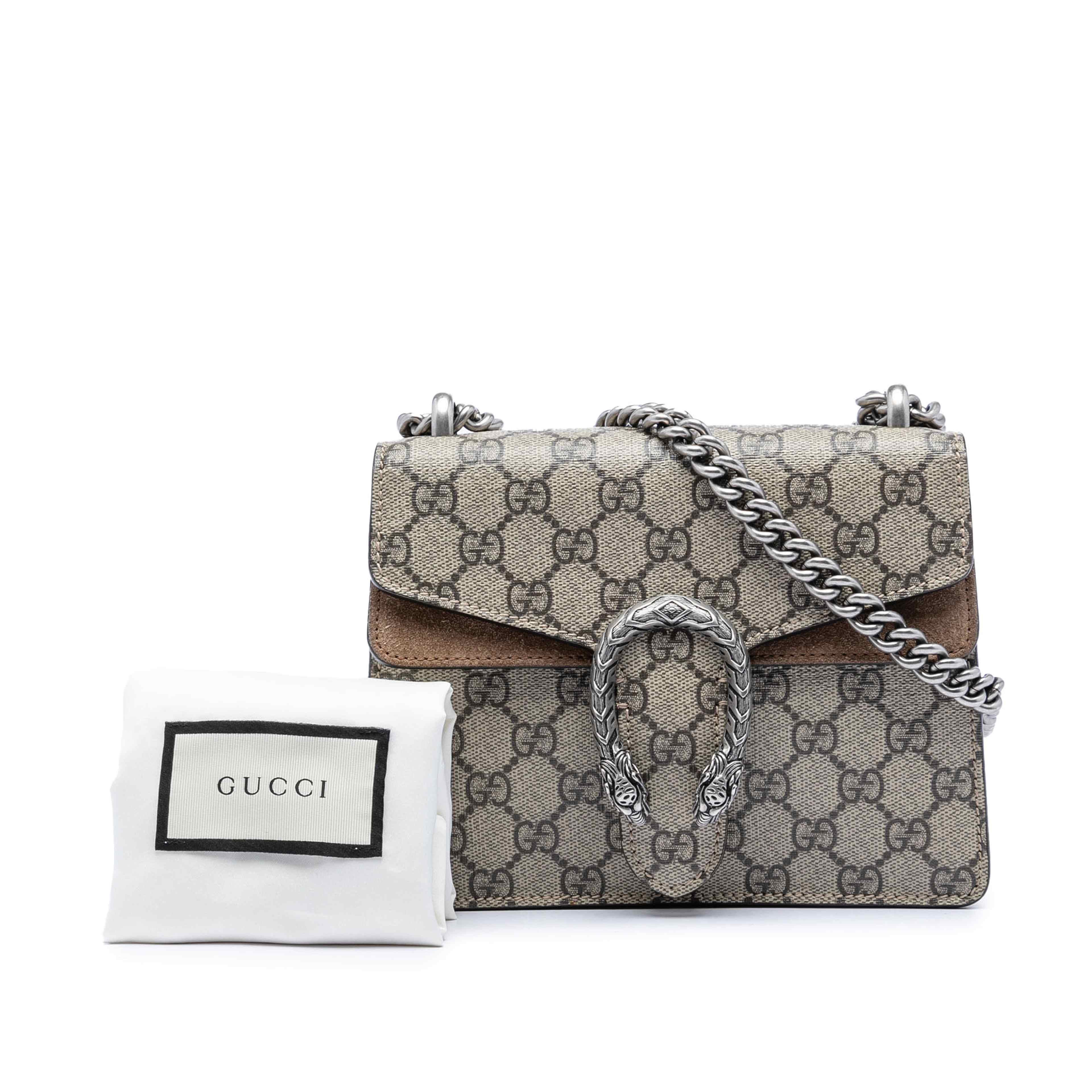 Gucci Small Gg Supreme Dionysus Crossbody, från Luxclusif, i färgen beige. Klicka för att öppna bilden i stort format