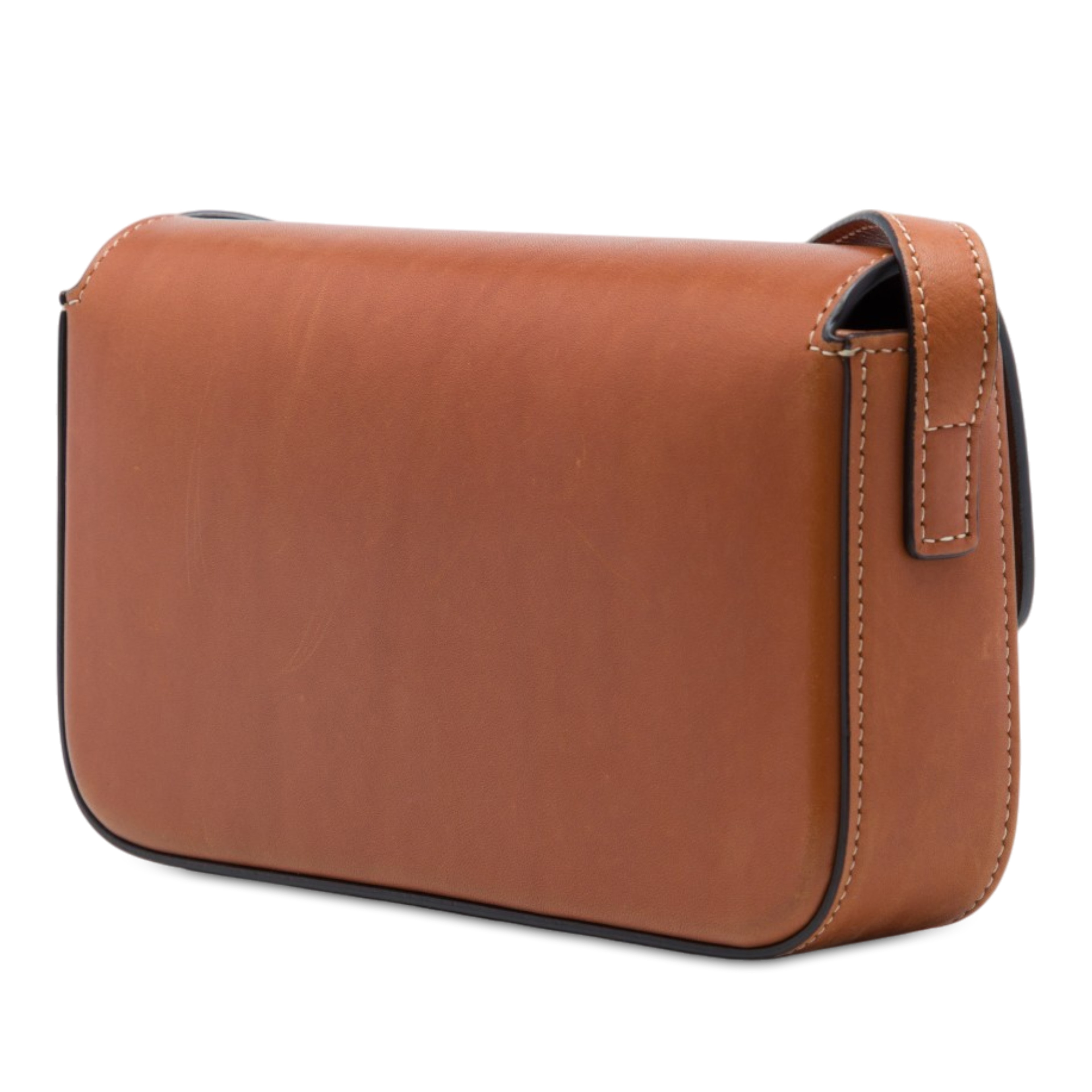 Celine Shiny Calfskin Claude Shoulder Bag, från Luxclusif, i färgen brun. Klicka för att öppna bilden i stort format