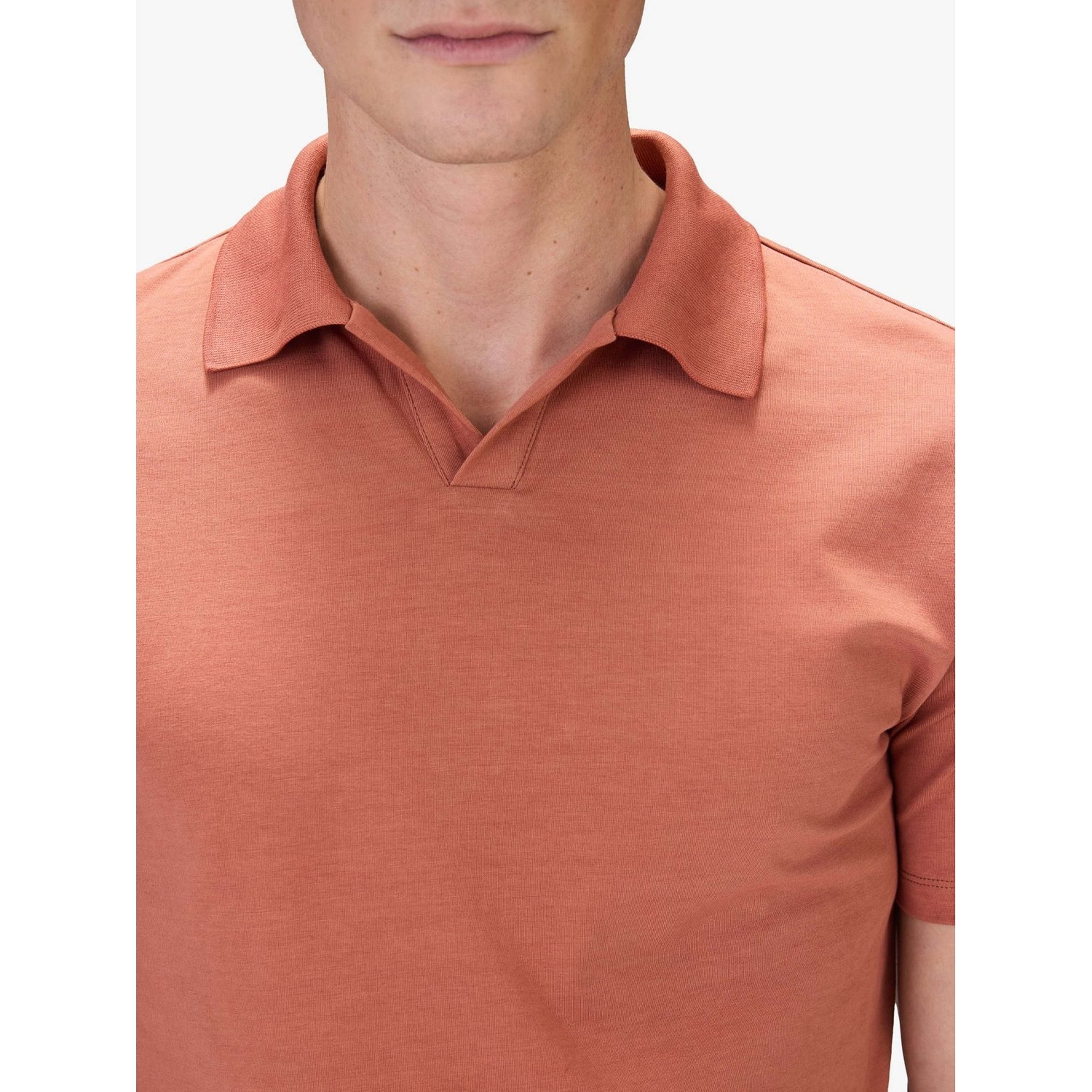 Cotton Fitted Stretch S/s Open Collar Polo Shirt