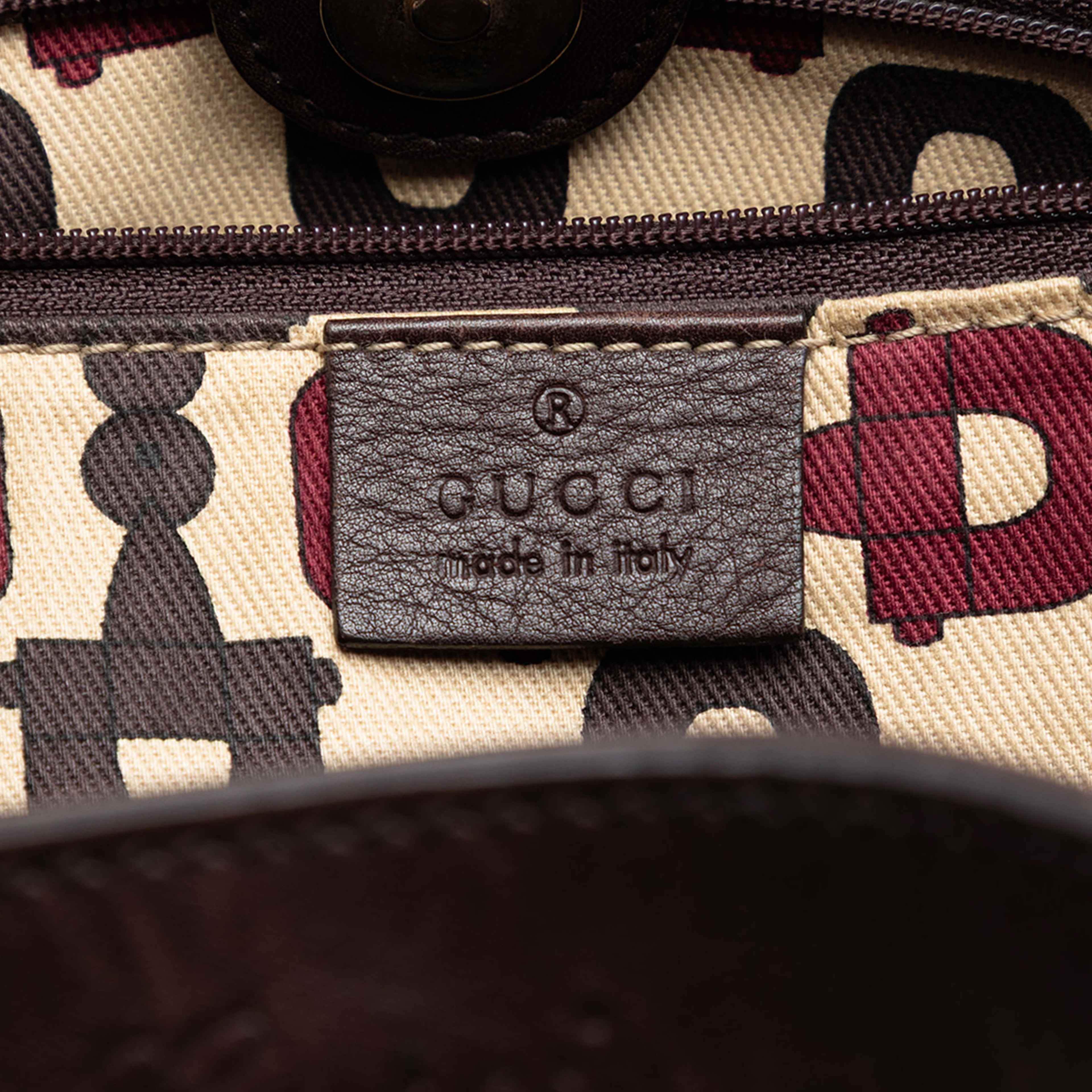 Gucci Guccissima Abbey D Ring Tote, från Luxclusif, i färgen brun. Klicka för att öppna bilden i stort format