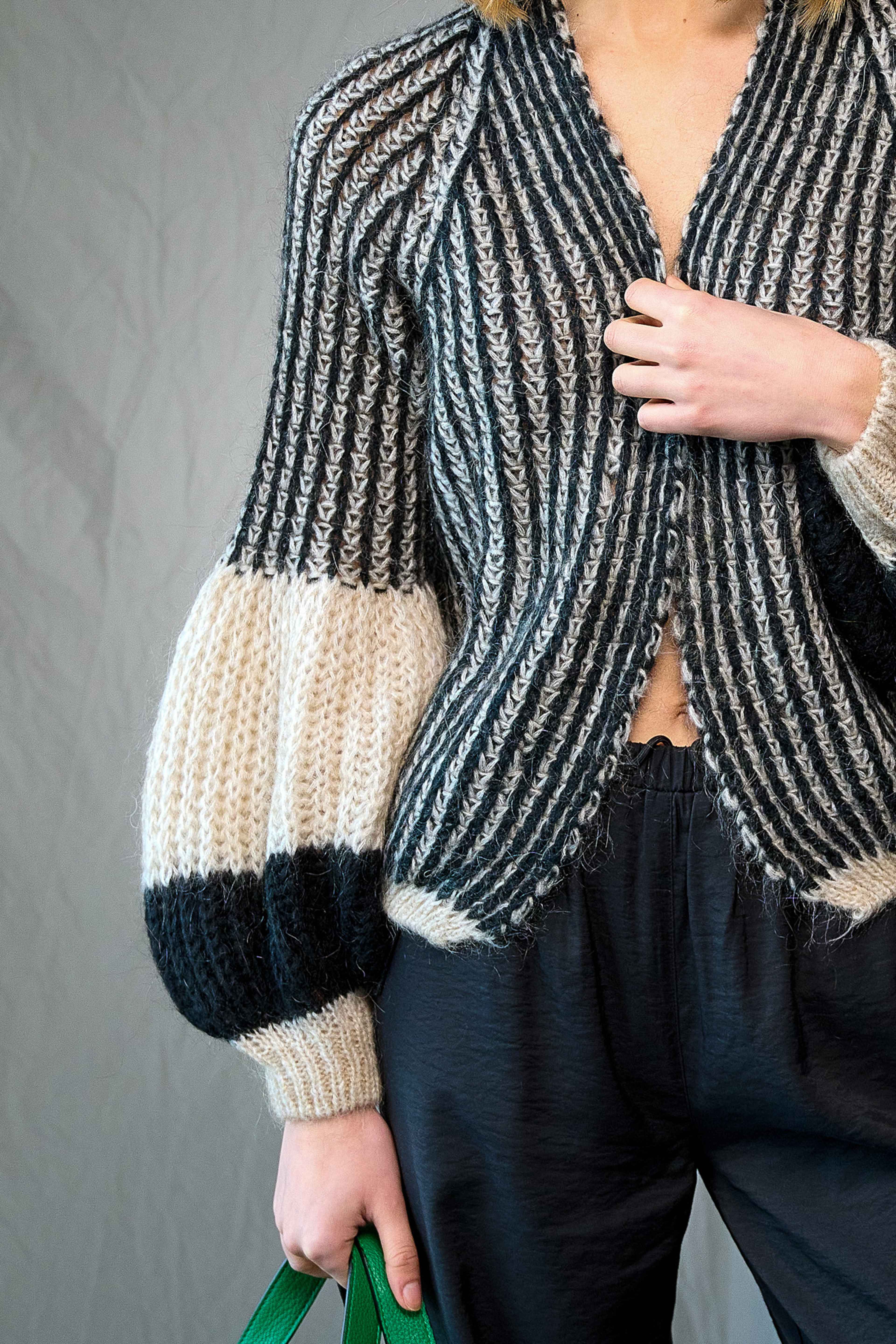 Liana Knit Cardigan - Cream/black