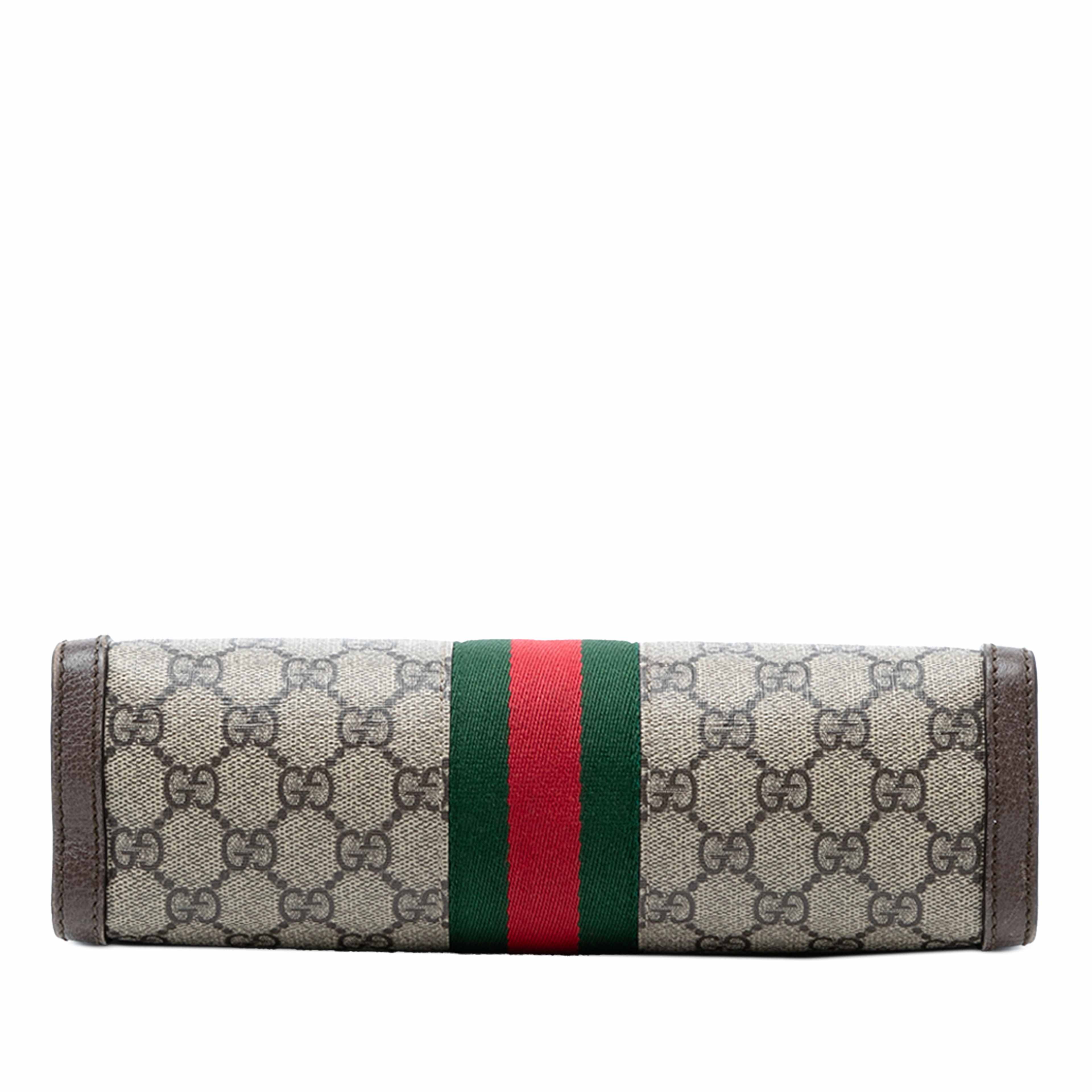 Gucci Small Gg Supreme Web Ophidia Chain Crossbody, från Luxclusif, i färgen beige. Klicka för att öppna bilden i stort format