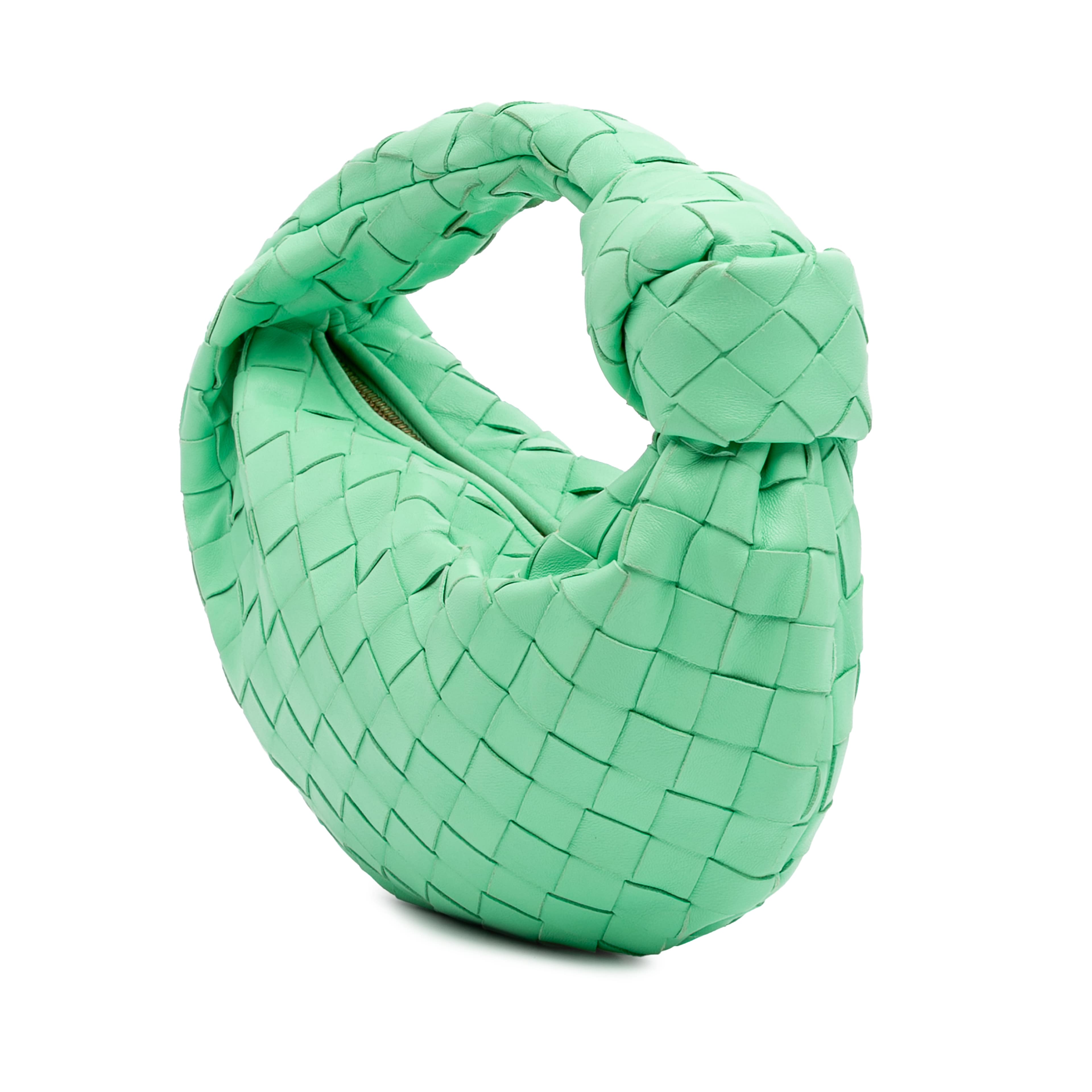 Bottega Veneta Mini Nappa Intrecciato Jodie, från Luxclusif, i färgen mint. Klicka för att öppna bilden i stort format