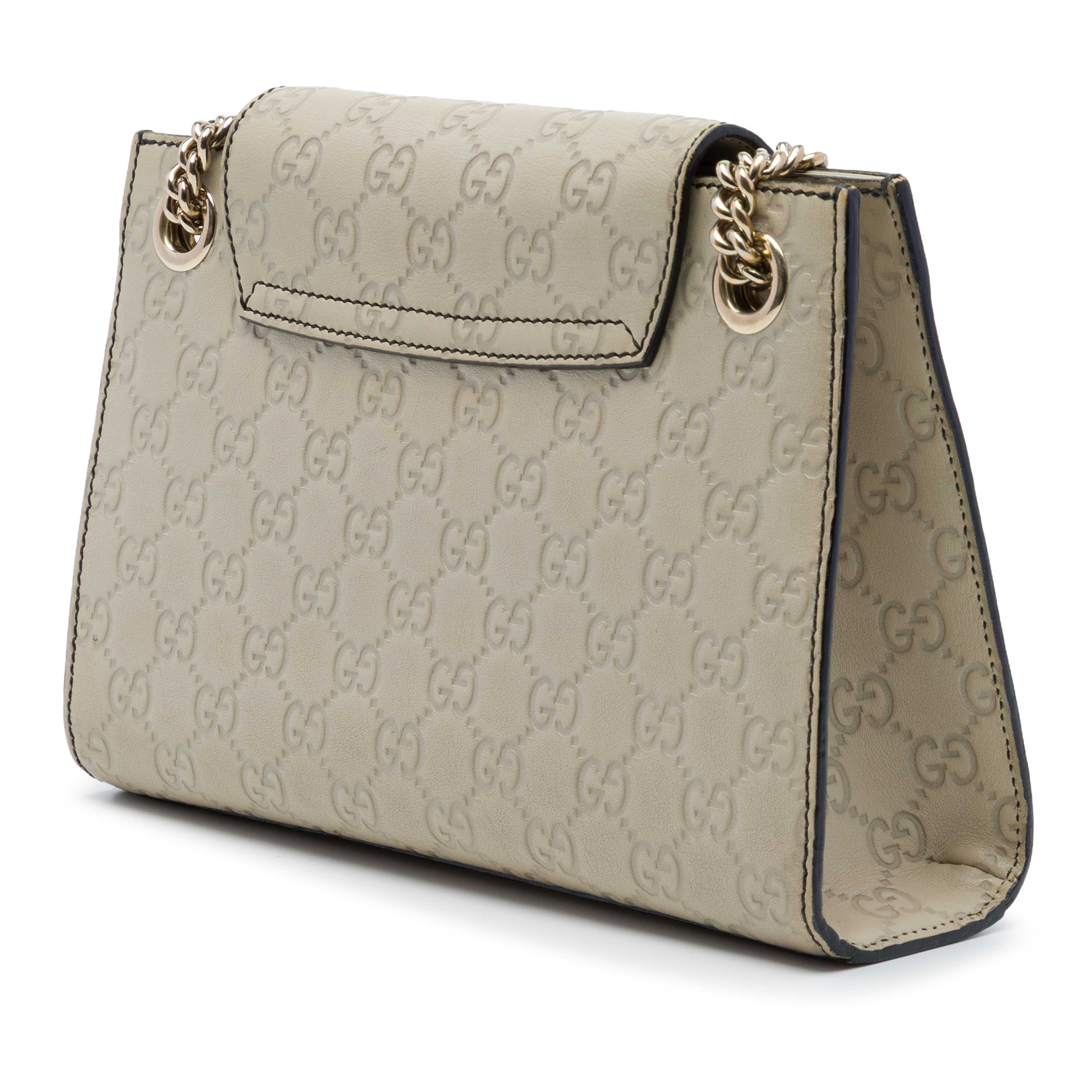 Gucci Small Guccissima Emily Shoulder Bag, från Luxclusif, i färgen grå. Klicka för att öppna bilden i stort format