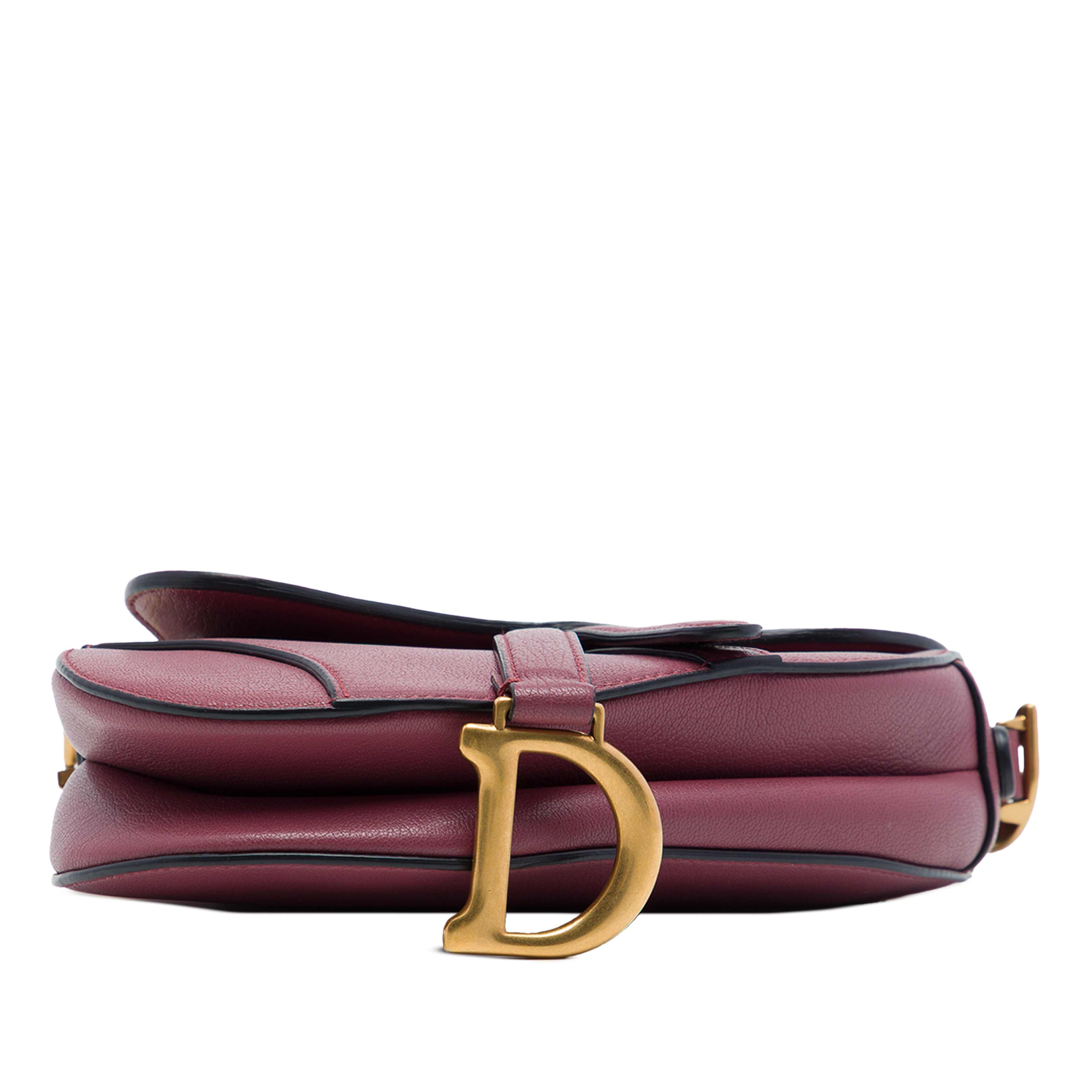 Dior Mini Goatskin Saddle Bag, från Luxclusif, i färgen rosa. Klicka för att öppna bilden i stort format