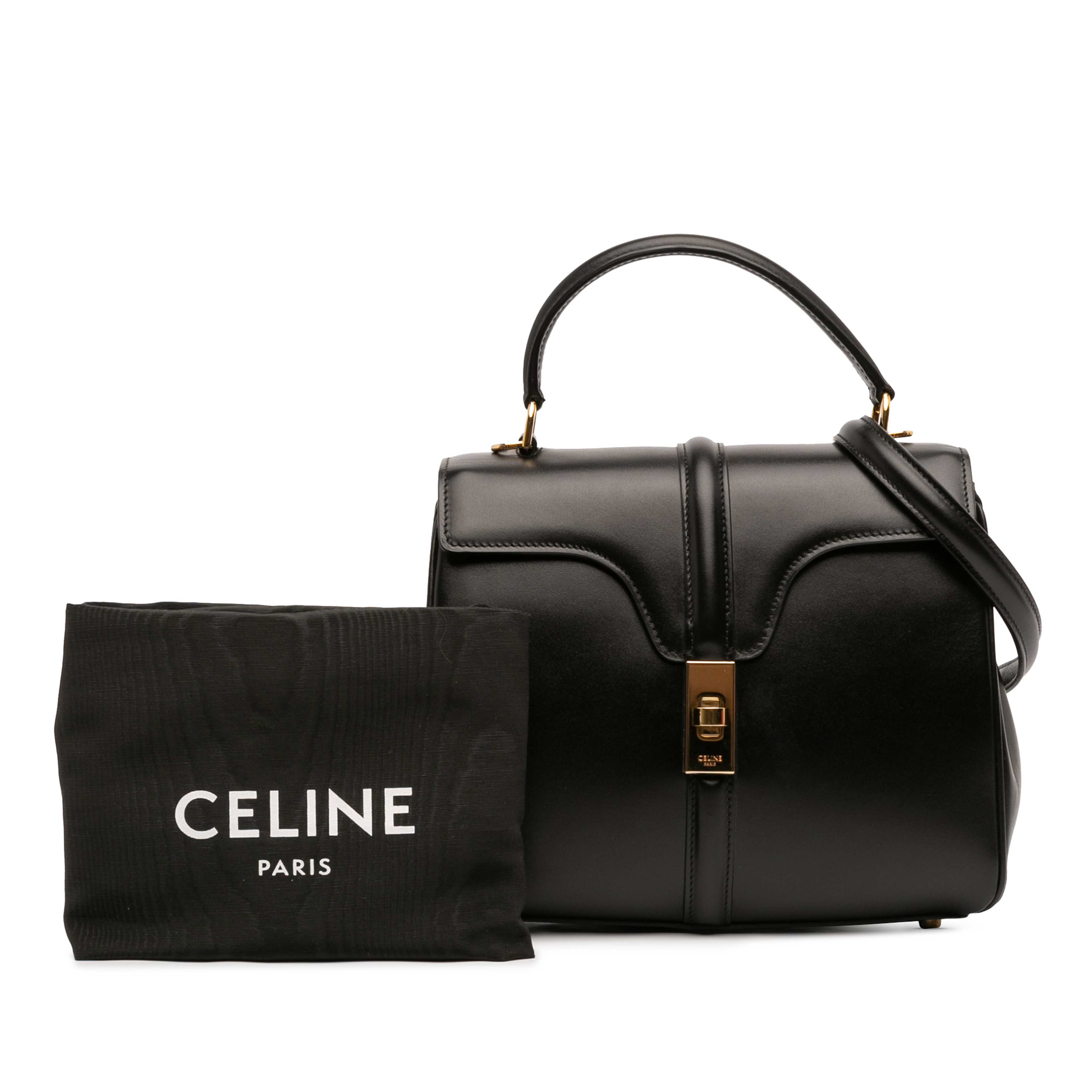 Celine Small Leather 16 Satchel, från Luxclusif, i färgen svart. Klicka för att öppna bilden i stort format