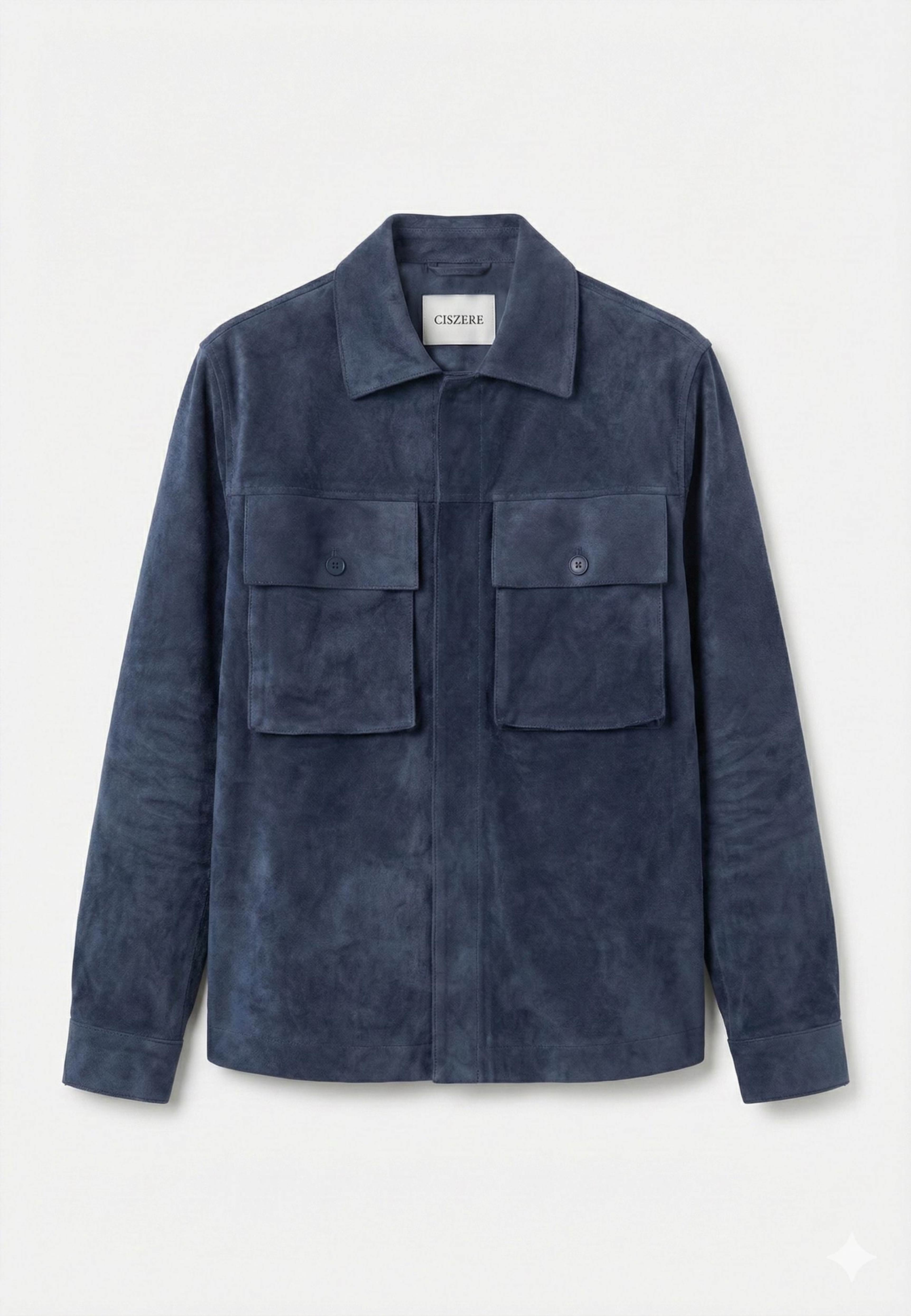 Nash Vegan Suede Jacket, från Ciszere, i färgen blue. Klicka för att öppna bilden i stort format
