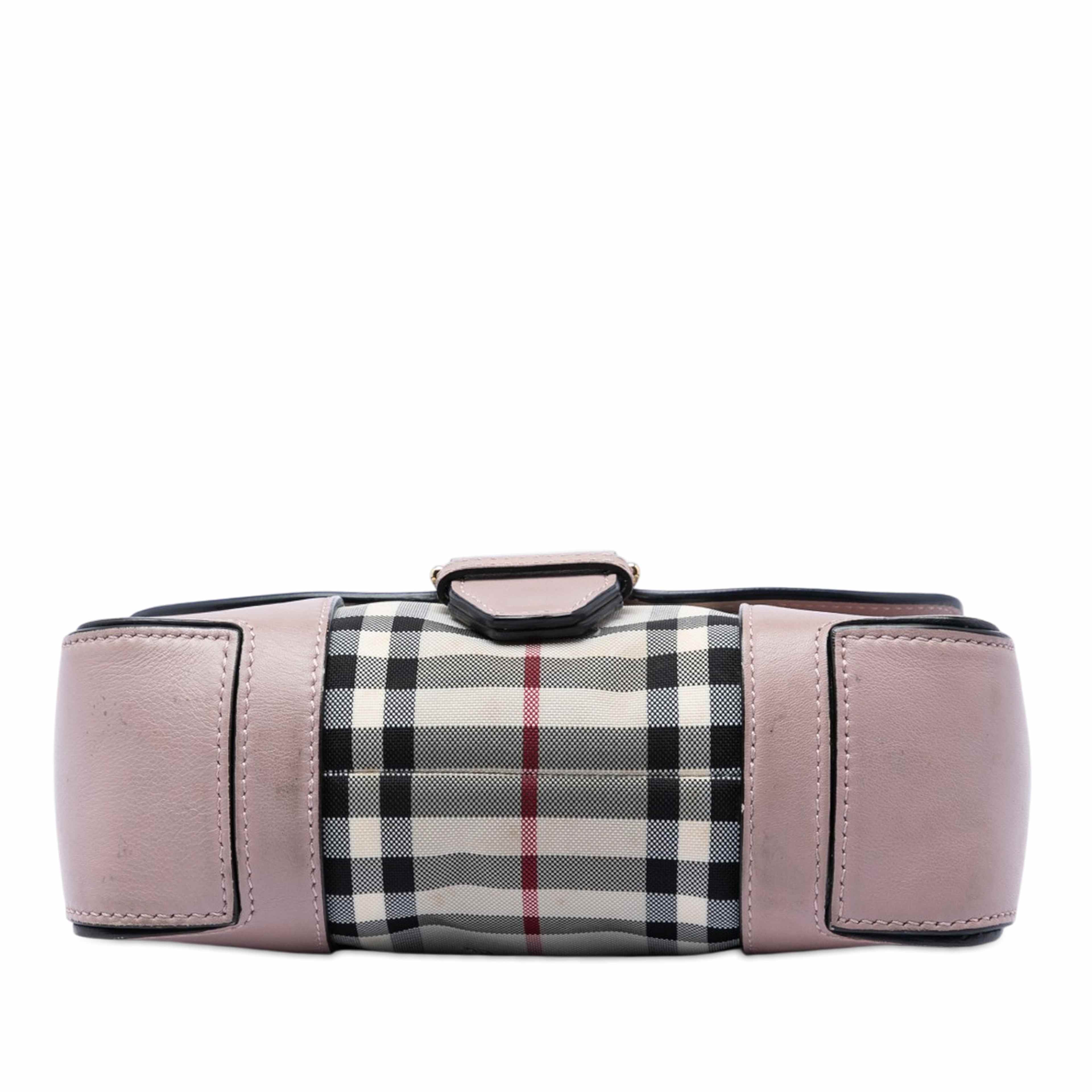 Burberry Small Haymarket Check Nylon And Leather Dickens Crossbody, från Luxclusif, i färgen rosa. Klicka för att öppna bilden i stort format